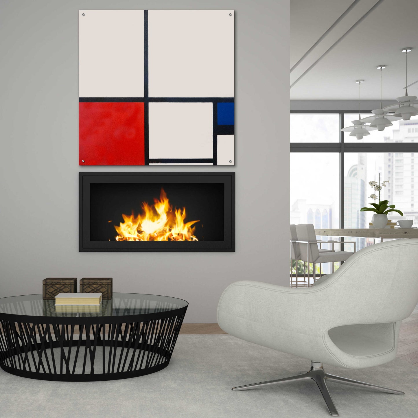 Epic Art 'Composition in White, Red and Blue' by Piet Mondrian, Acrylic Glass Wall Art,36x36