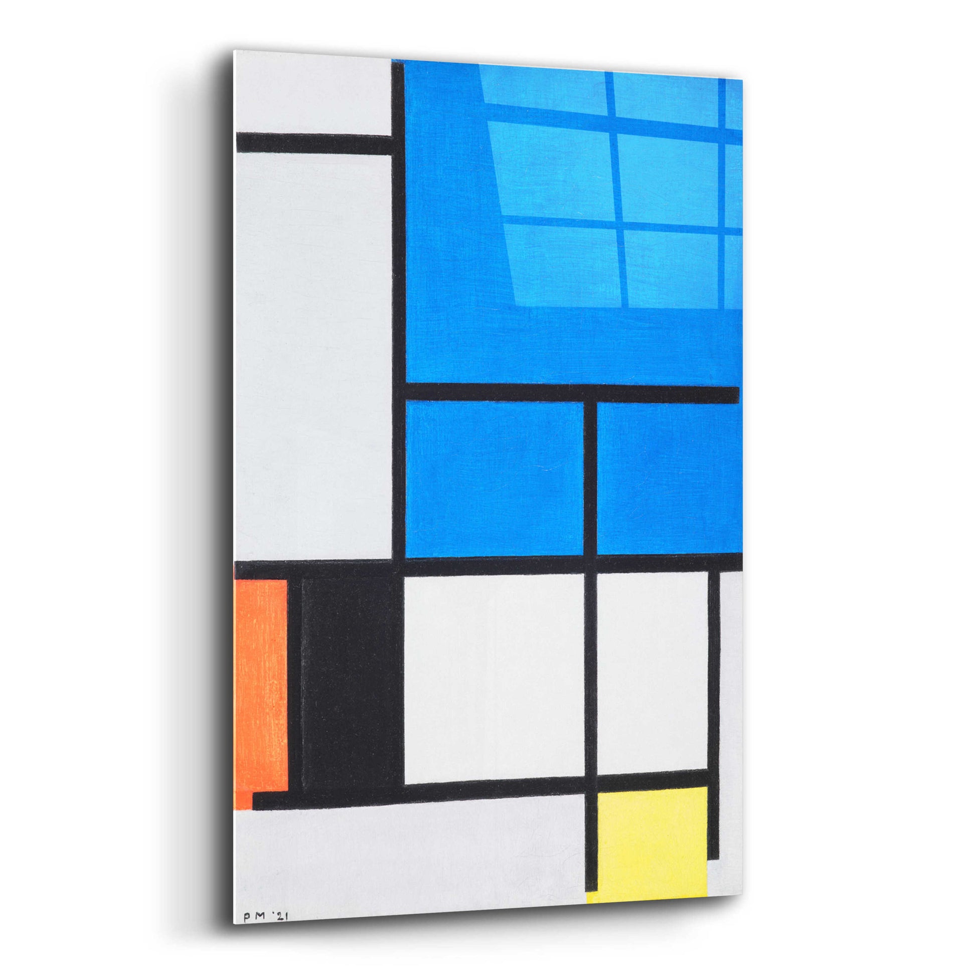 Epic Art 'Composition with Large Blue Plane, Red, Black, Yellow, and Gray 1984' by Piet Mondrian, Acrylic Glass Wall Art,12x16