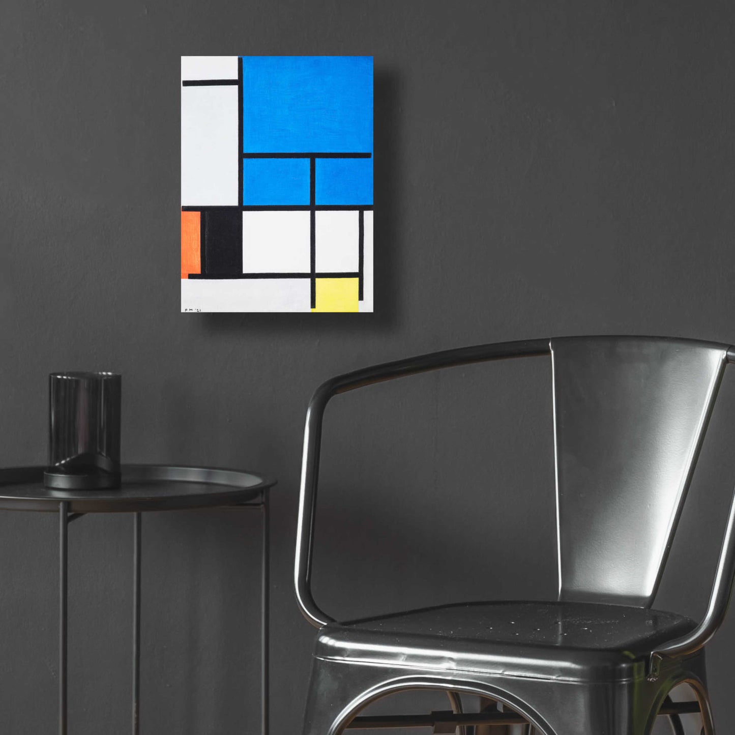 Epic Art 'Composition with Large Blue Plane, Red, Black, Yellow, and Gray 1984' by Piet Mondrian, Acrylic Glass Wall Art,12x16