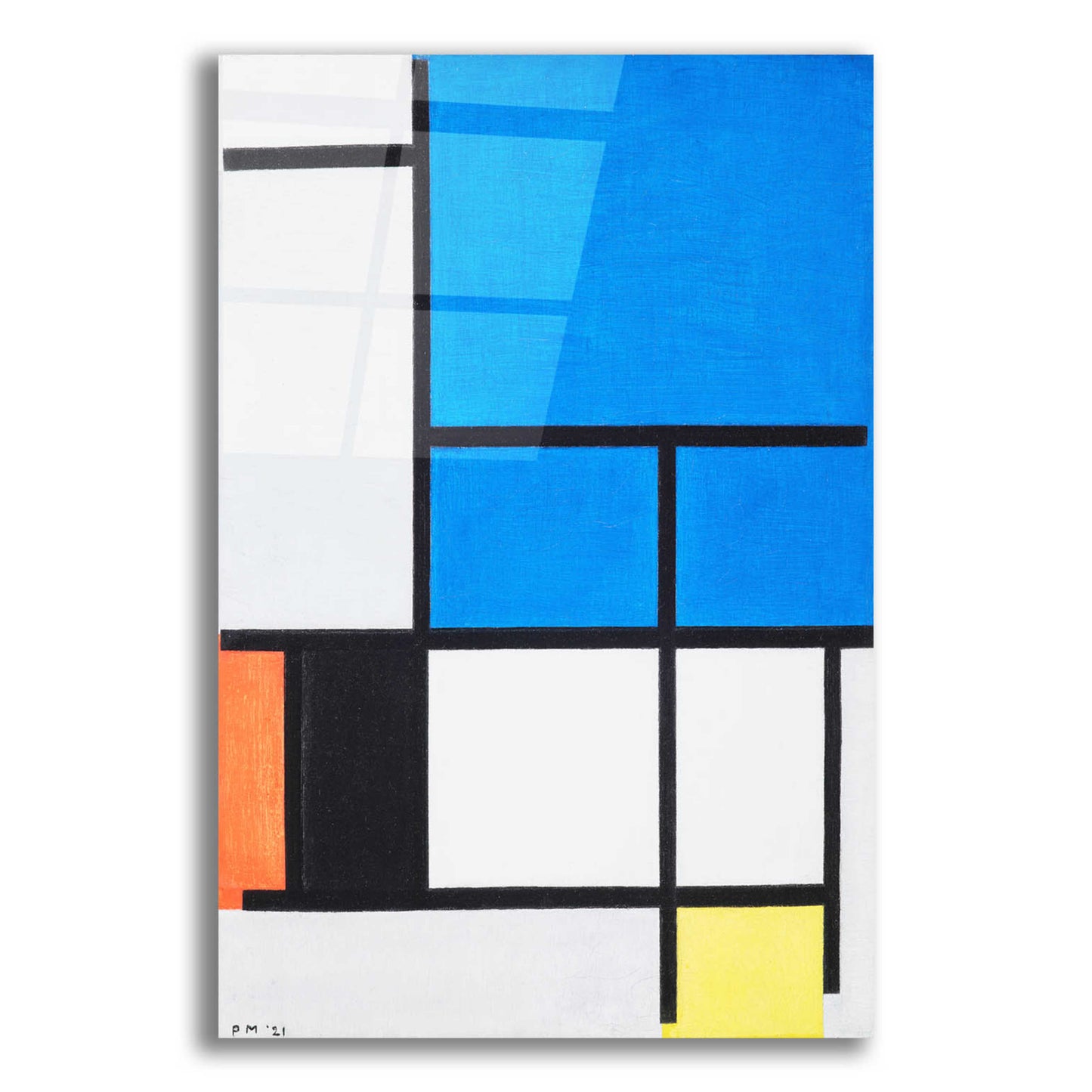 Epic Art 'Composition with Large Blue Plane, Red, Black, Yellow, and Gray 1984' by Piet Mondrian, Acrylic Glass Wall Art,12x16