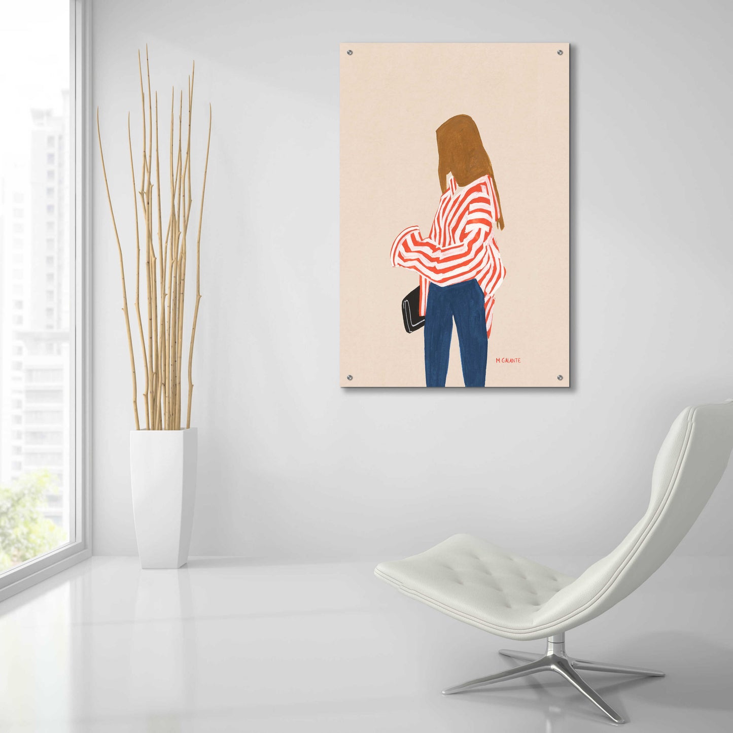 Epic Art 'Red Stripes' by Megan Galante, Acrylic Glass Wall Art,24x36