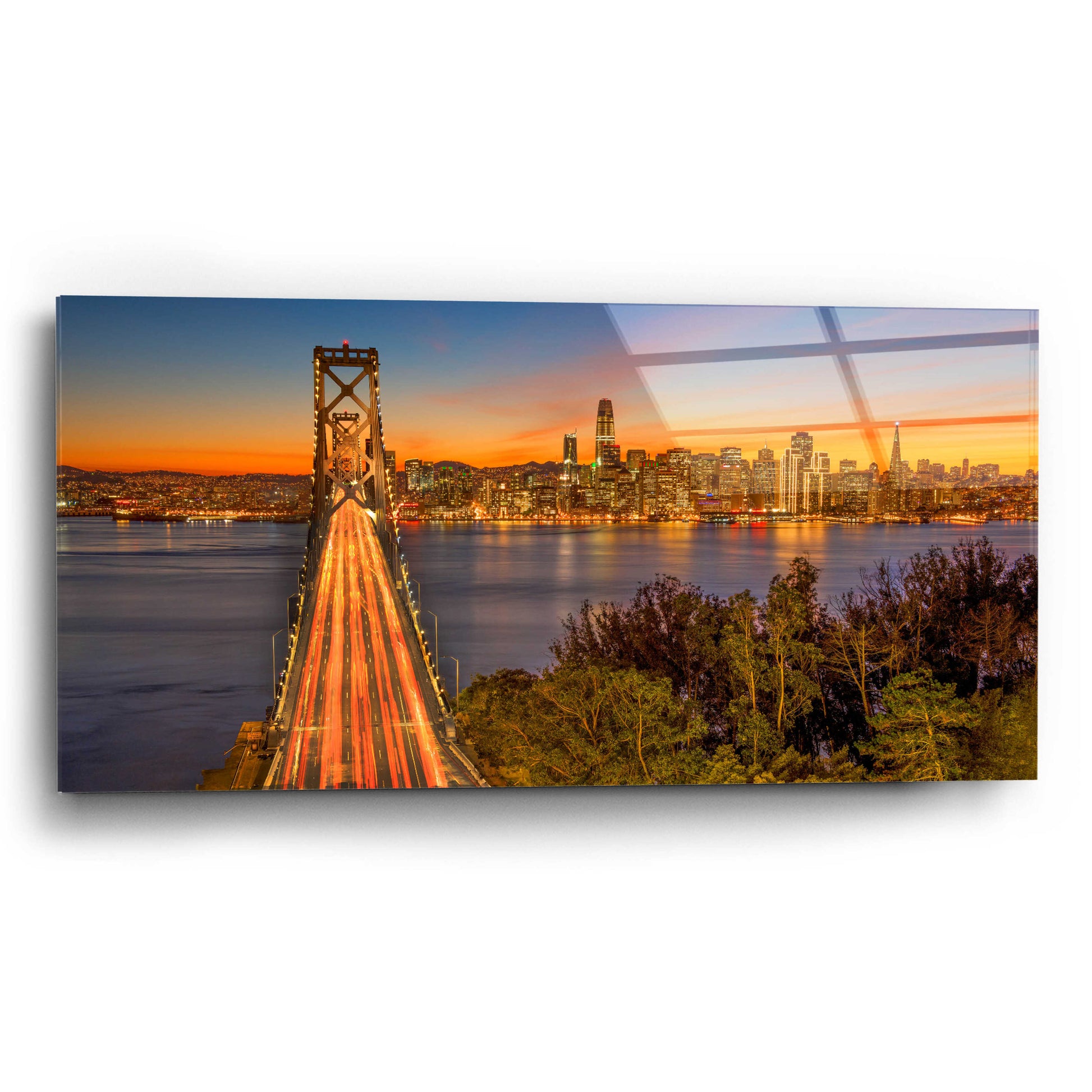 Epic Art 'Bay Bridge and Evening Commute' by John Gavrilis, Acrylic Glass Wall Art,24x12