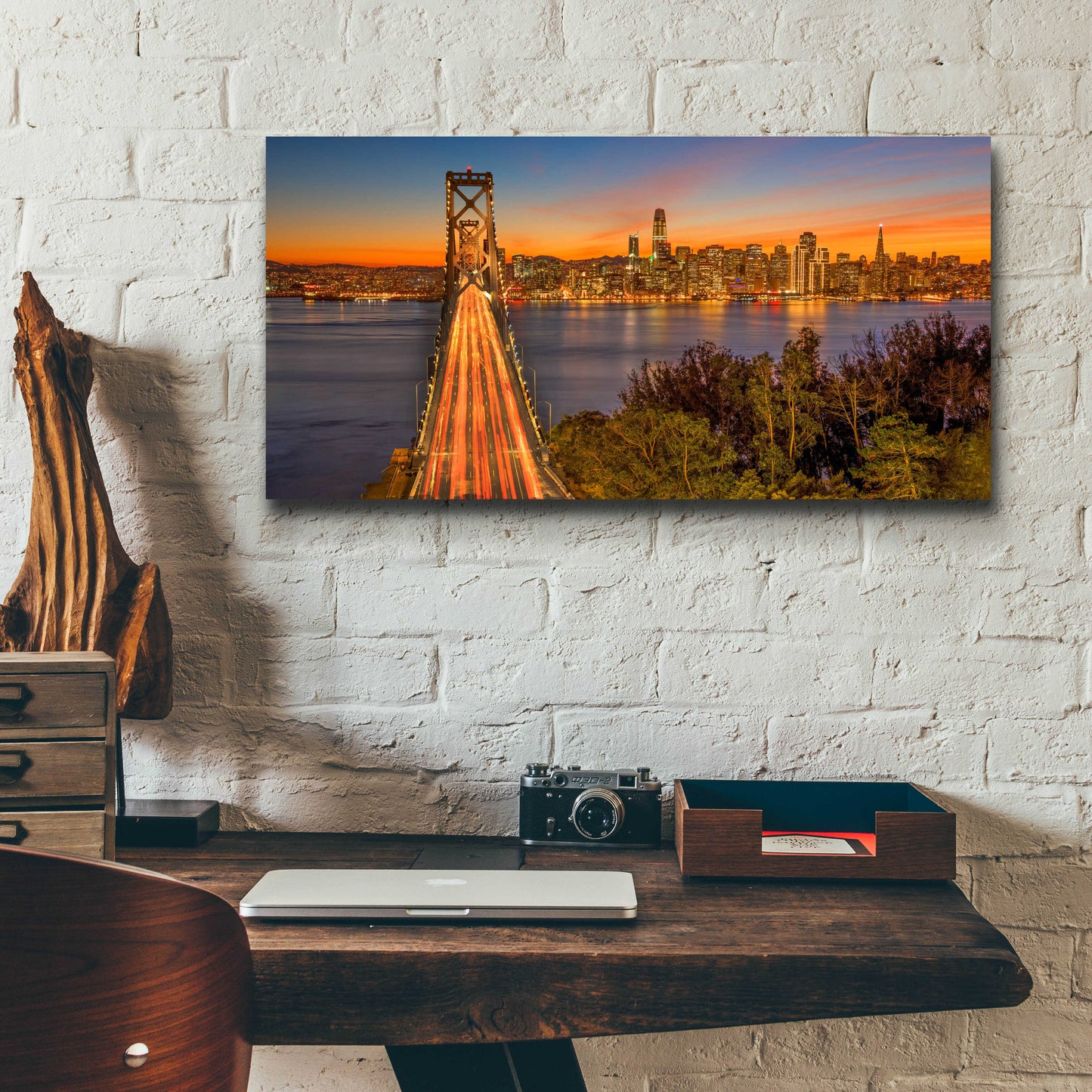 Epic Art 'Bay Bridge and Evening Commute' by John Gavrilis, Acrylic Glass Wall Art,24x12