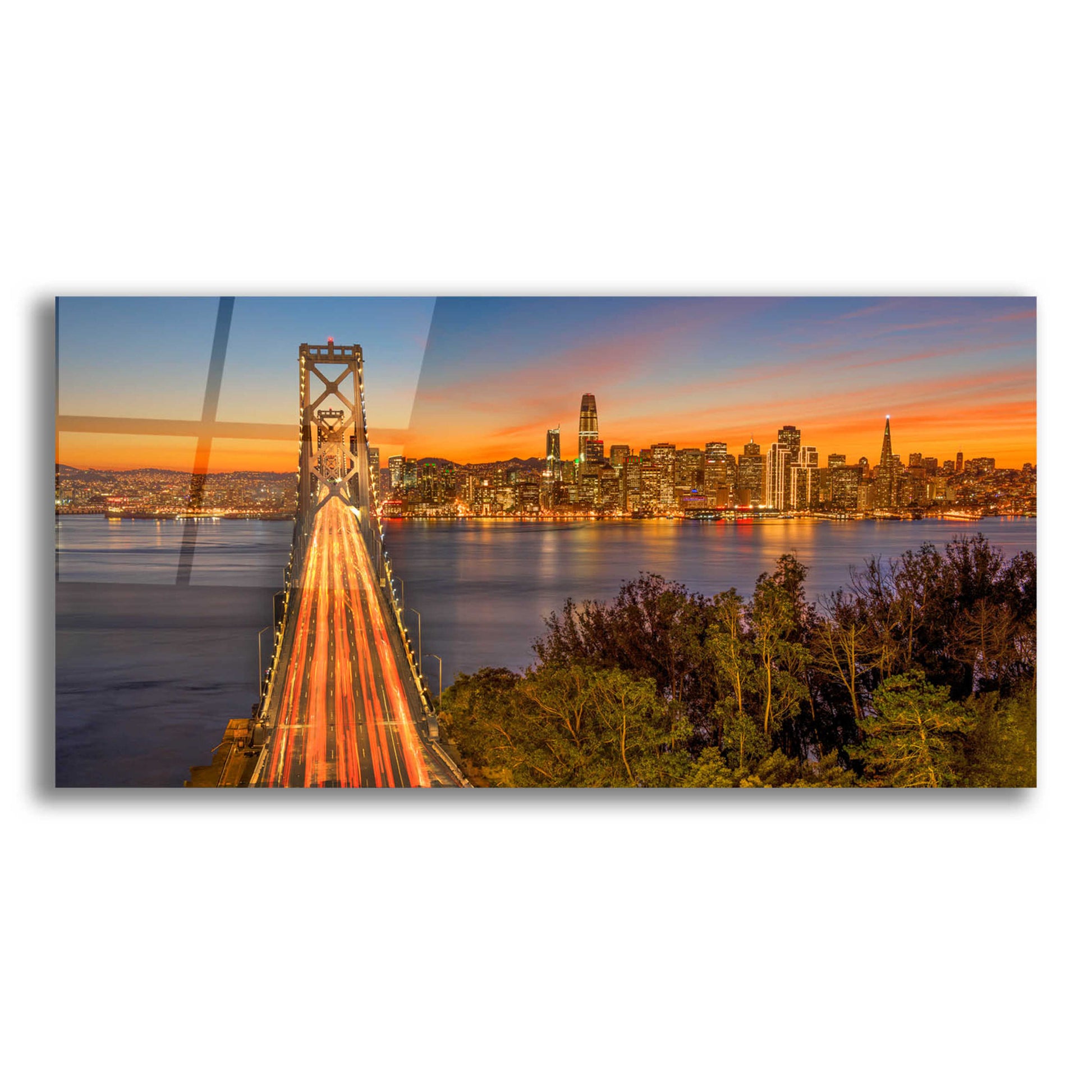 Epic Art 'Bay Bridge and Evening Commute' by John Gavrilis, Acrylic Glass Wall Art,24x12