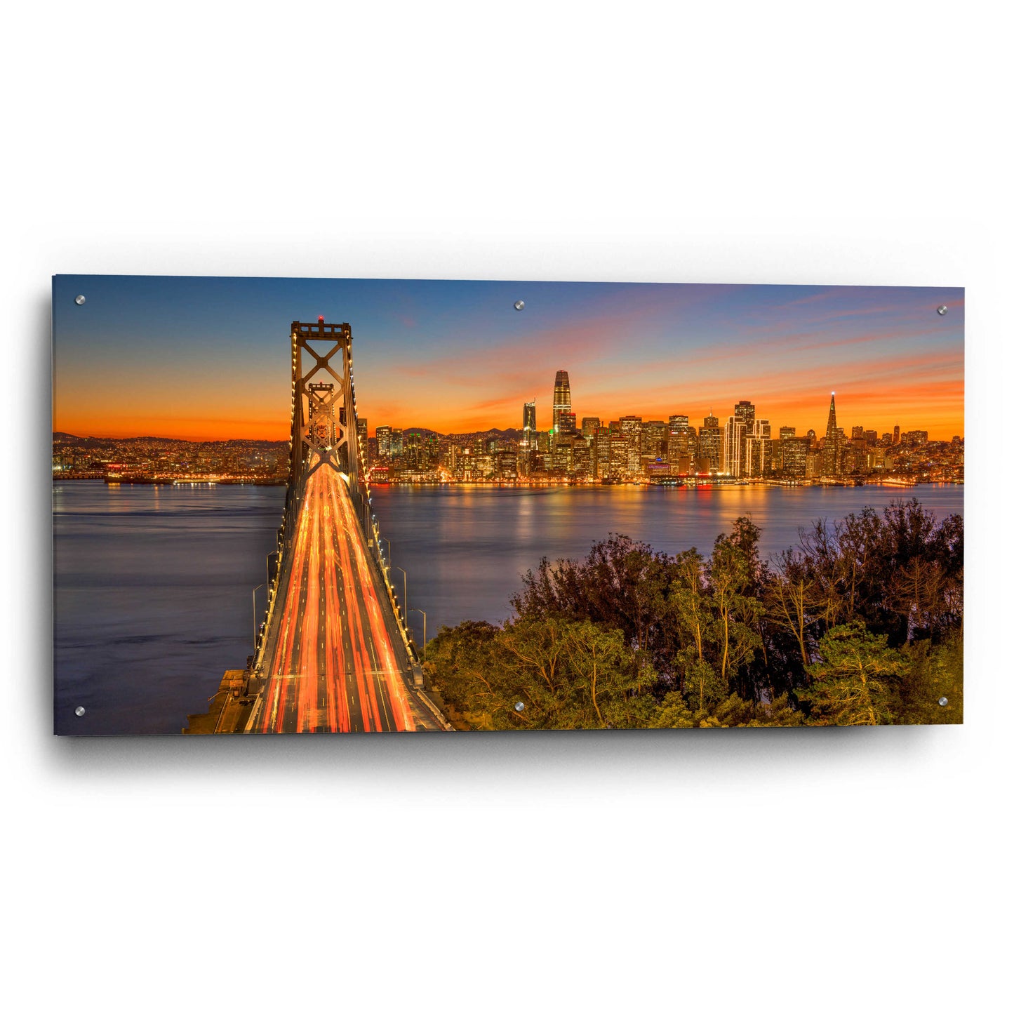 Epic Art 'Bay Bridge and Evening Commute' by John Gavrilis, Acrylic Glass Wall Art,48x24