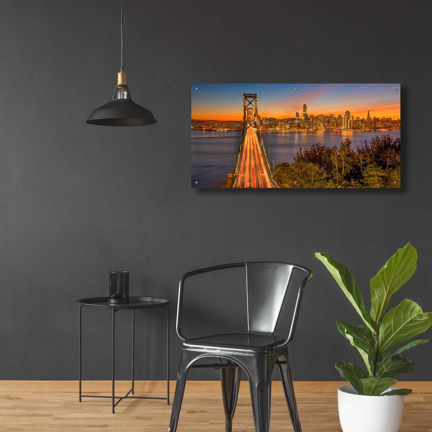 Epic Art 'Bay Bridge and Evening Commute' by John Gavrilis, Acrylic Glass Wall Art,48x24