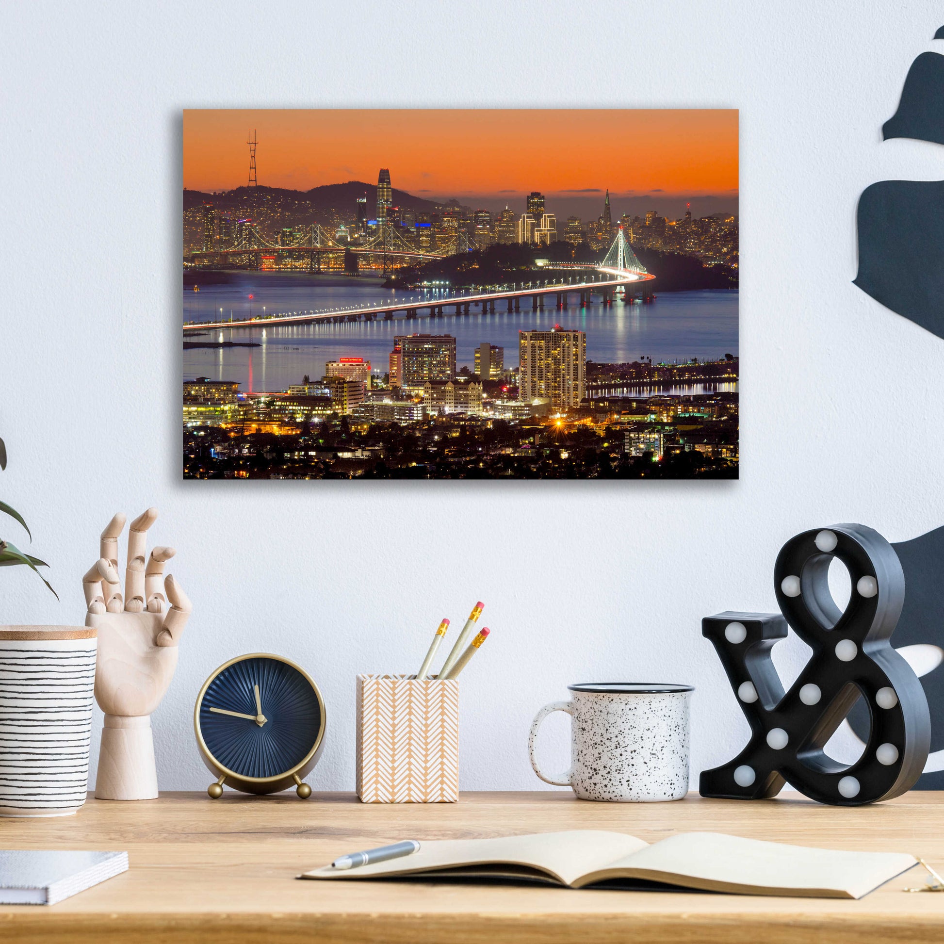 Epic Art 'Bay Bridge from Berkeley' by John Gavrilis, Acrylic Glass Wall Art,16x12