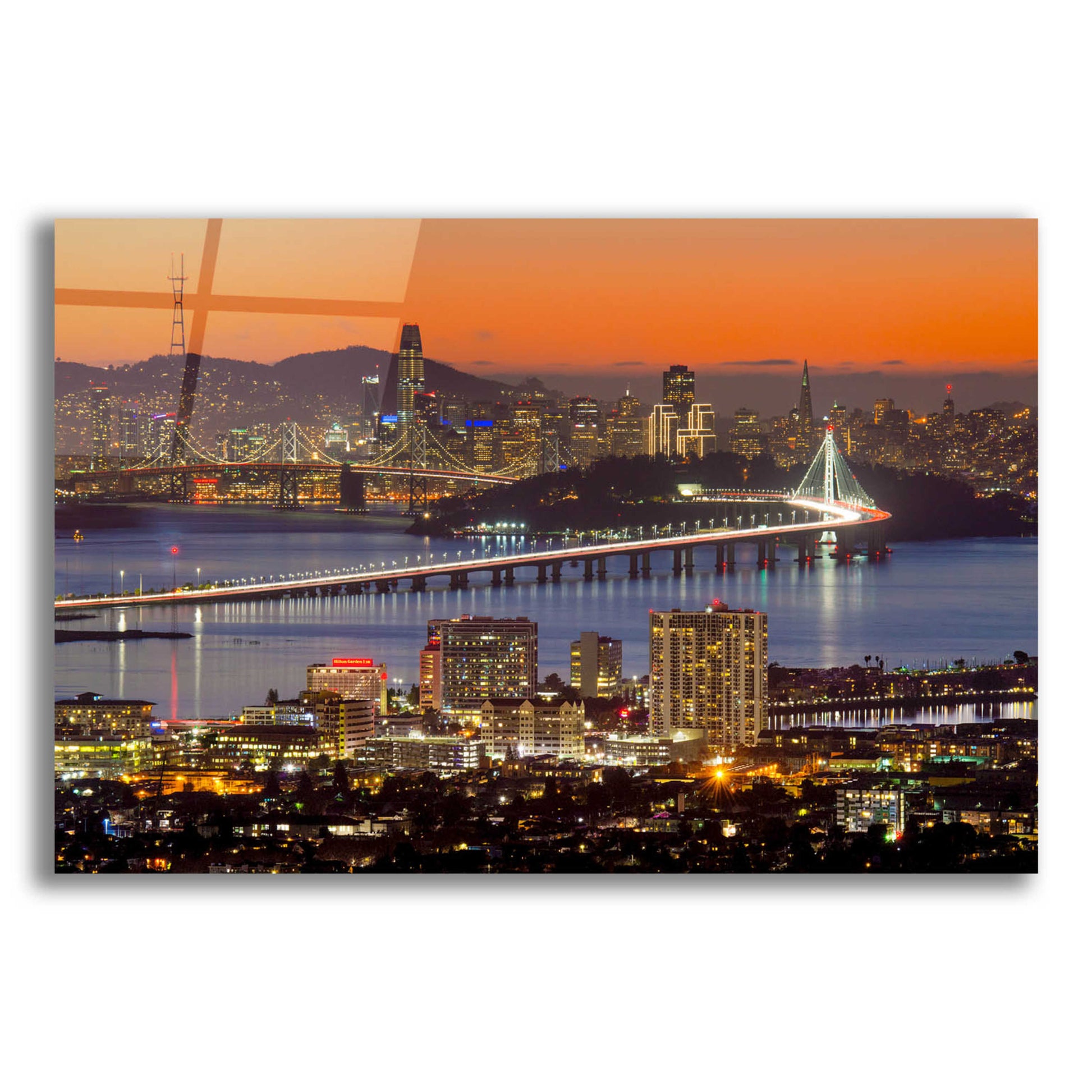 Epic Art 'Bay Bridge from Berkeley' by John Gavrilis, Acrylic Glass Wall Art,16x12