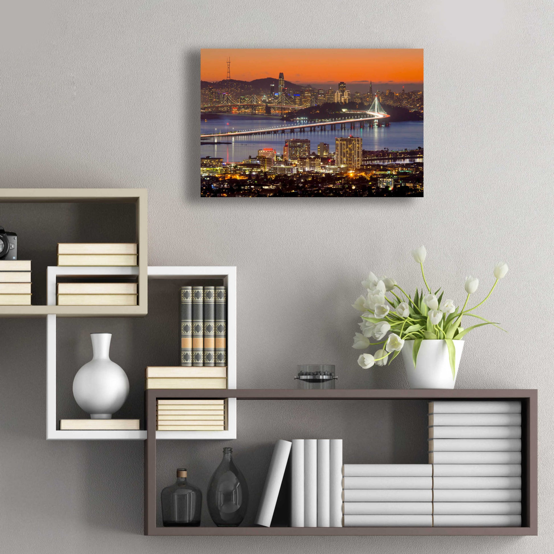 Epic Art 'Bay Bridge from Berkeley' by John Gavrilis, Acrylic Glass Wall Art,24x16