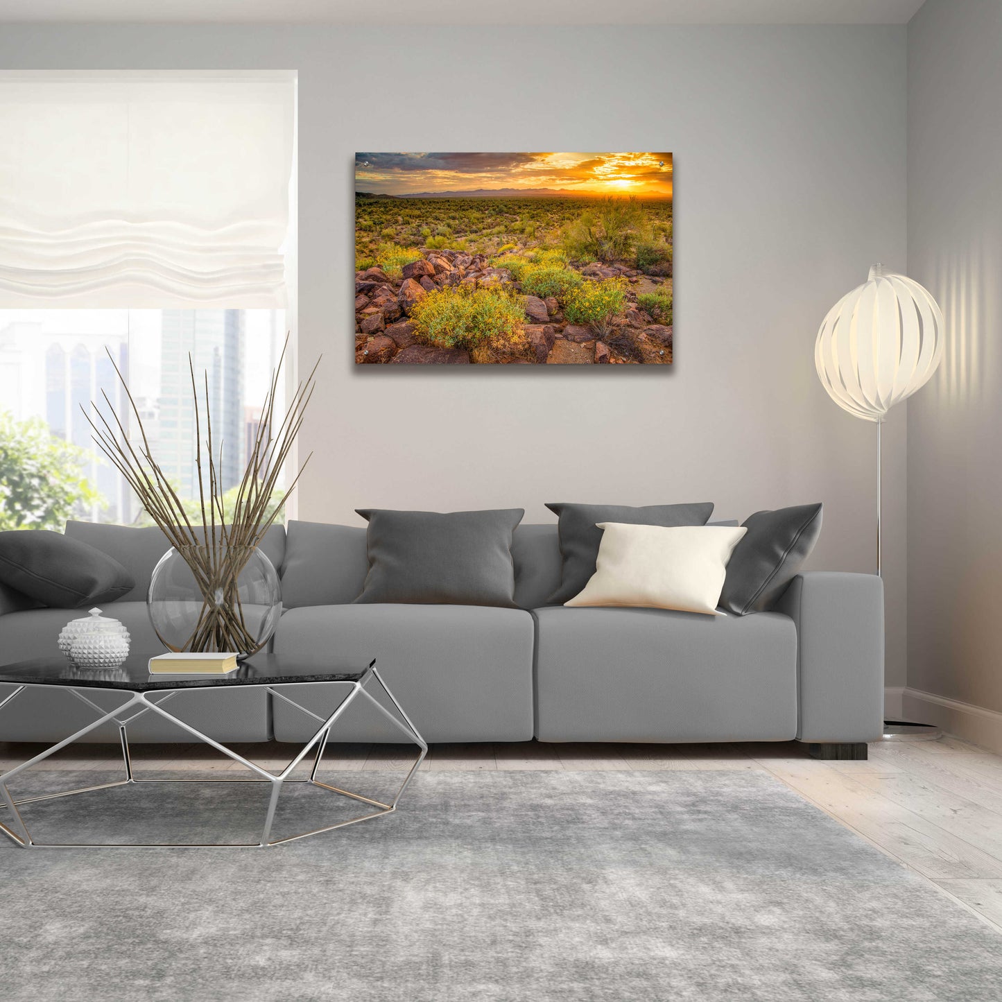 Epic Art 'Brittlebush Sunset' by John Gavrilis, Acrylic Glass Wall Art,36x24