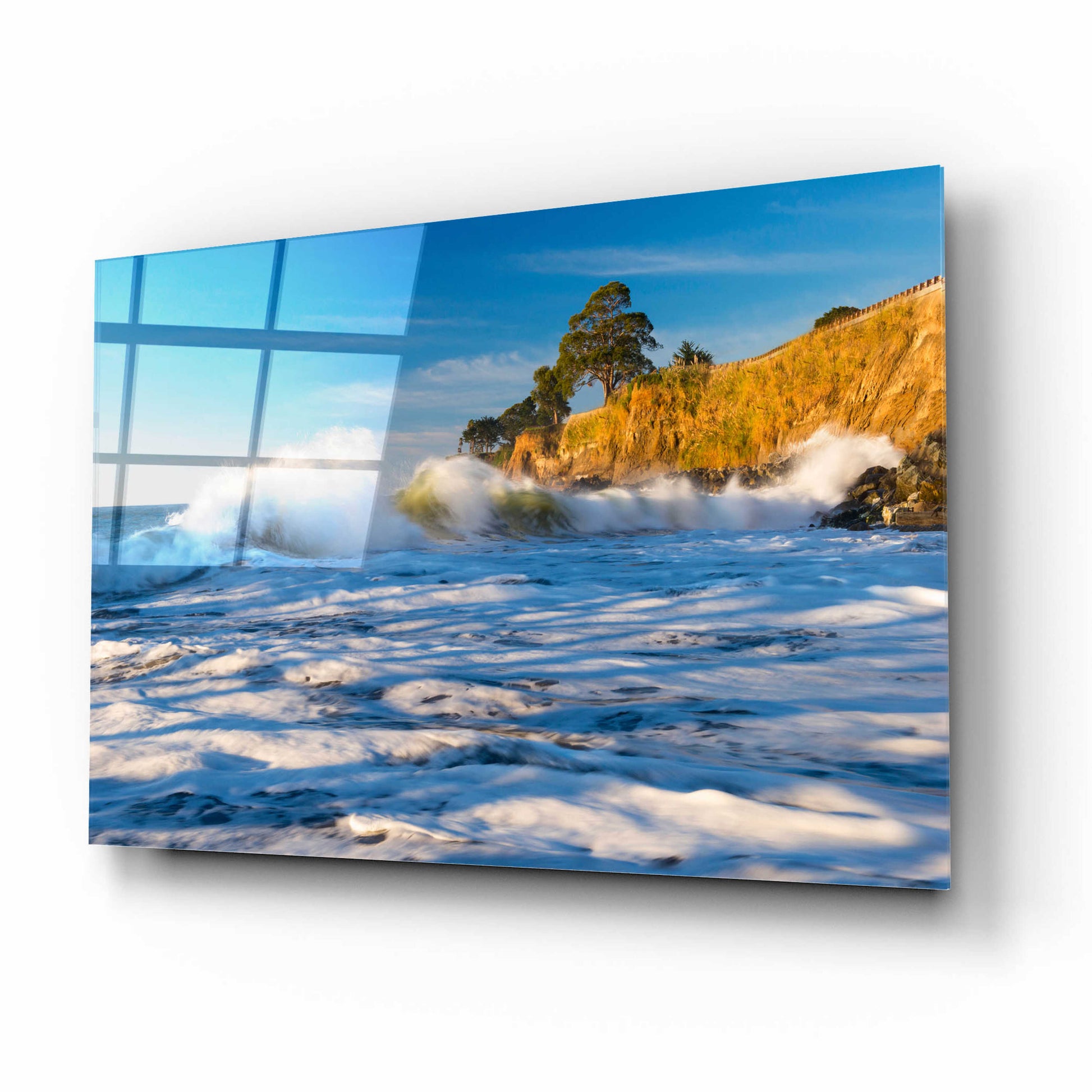 Epic Art 'Capitola Cliffs & Waves' by John Gavrilis, Acrylic Glass Wall Art,16x12