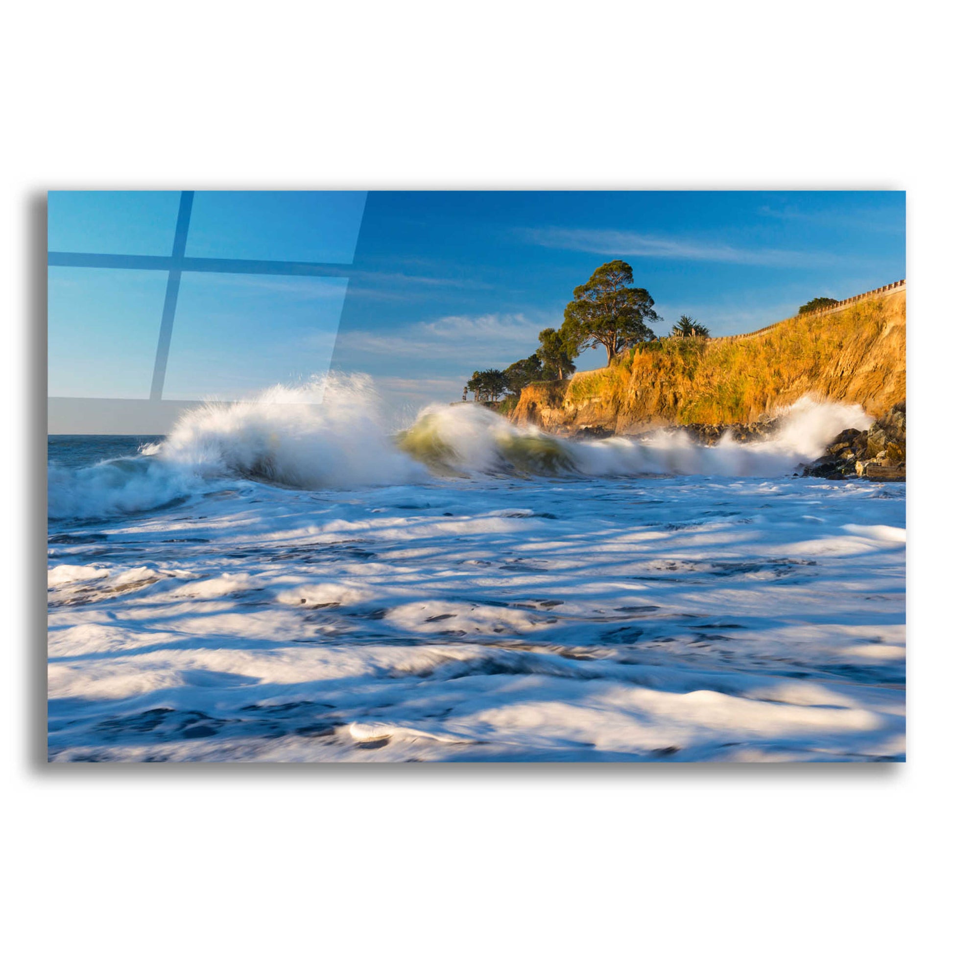 Epic Art 'Capitola Cliffs & Waves' by John Gavrilis, Acrylic Glass Wall Art,16x12