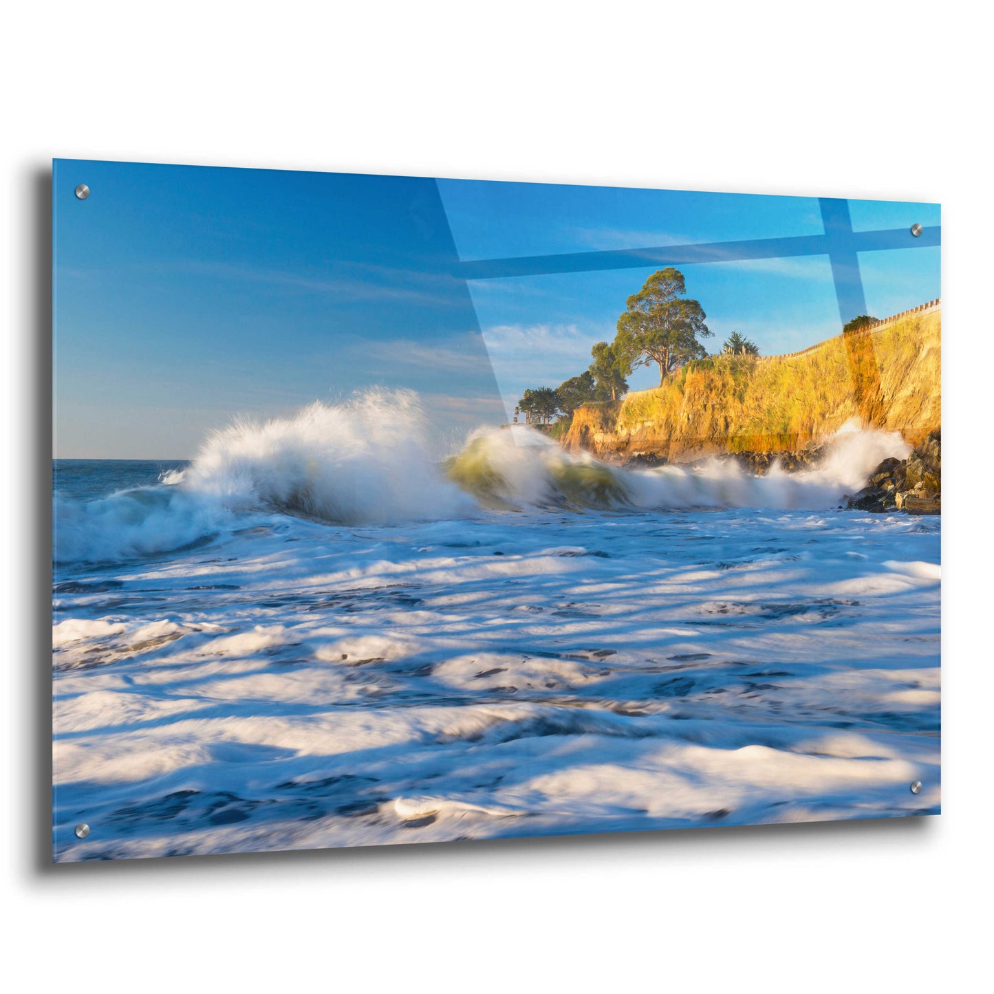 Epic Art 'Capitola Cliffs & Waves' by John Gavrilis, Acrylic Glass Wall Art,36x24