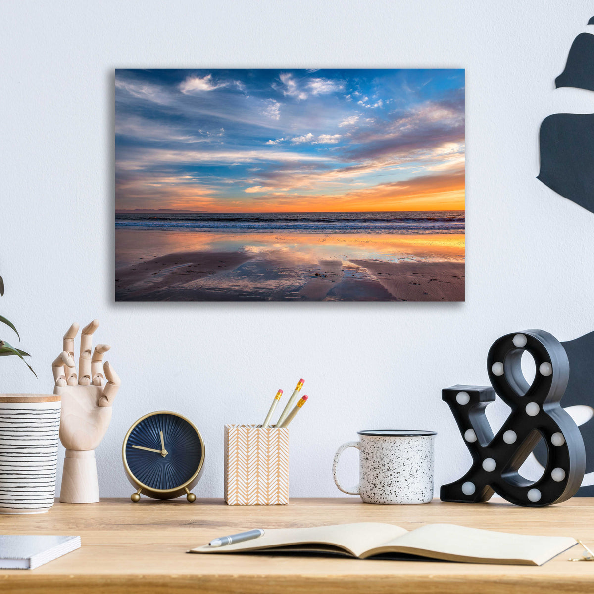 Epic Art 'Cloud Reflections Twin Lakes Beach' by John Gavrilis, Acrylic Glass Wall Art,16x12