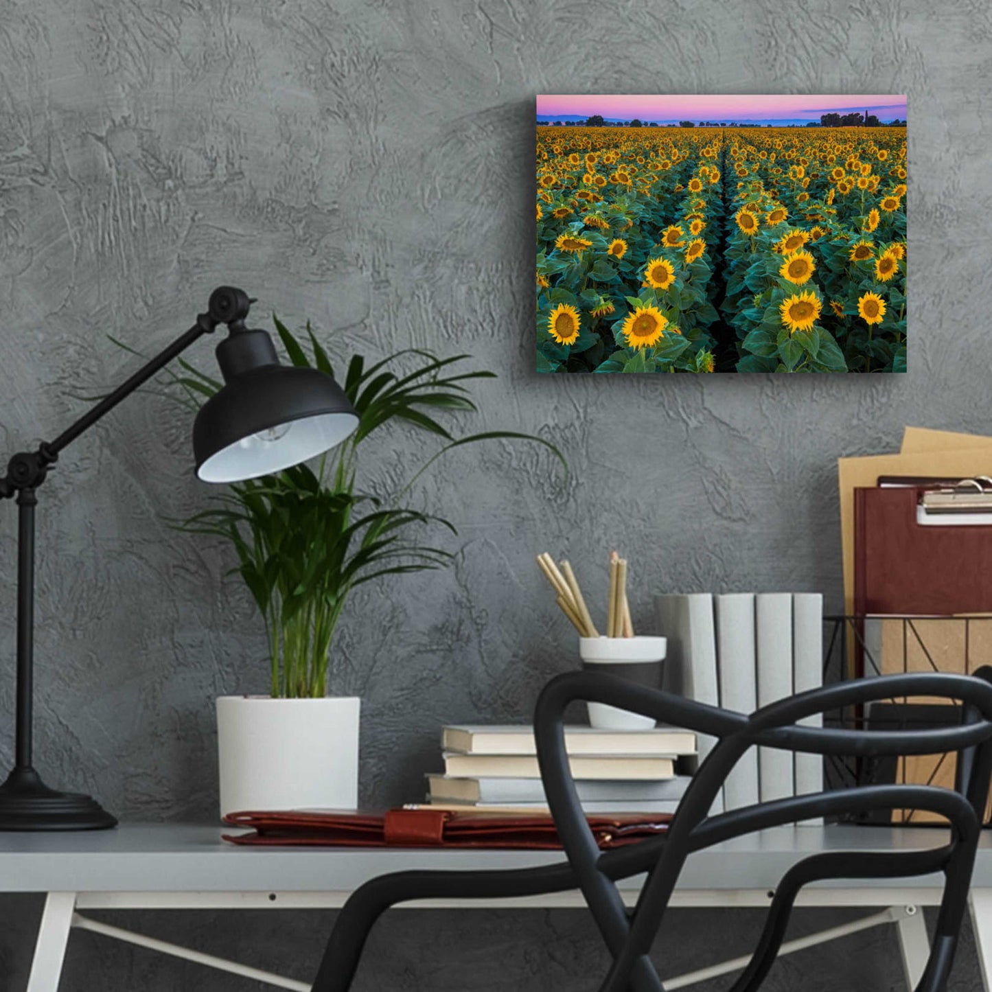 Epic Art 'Dawn Sunflowers' by John Gavrilis, Acrylic Glass Wall Art,16x12