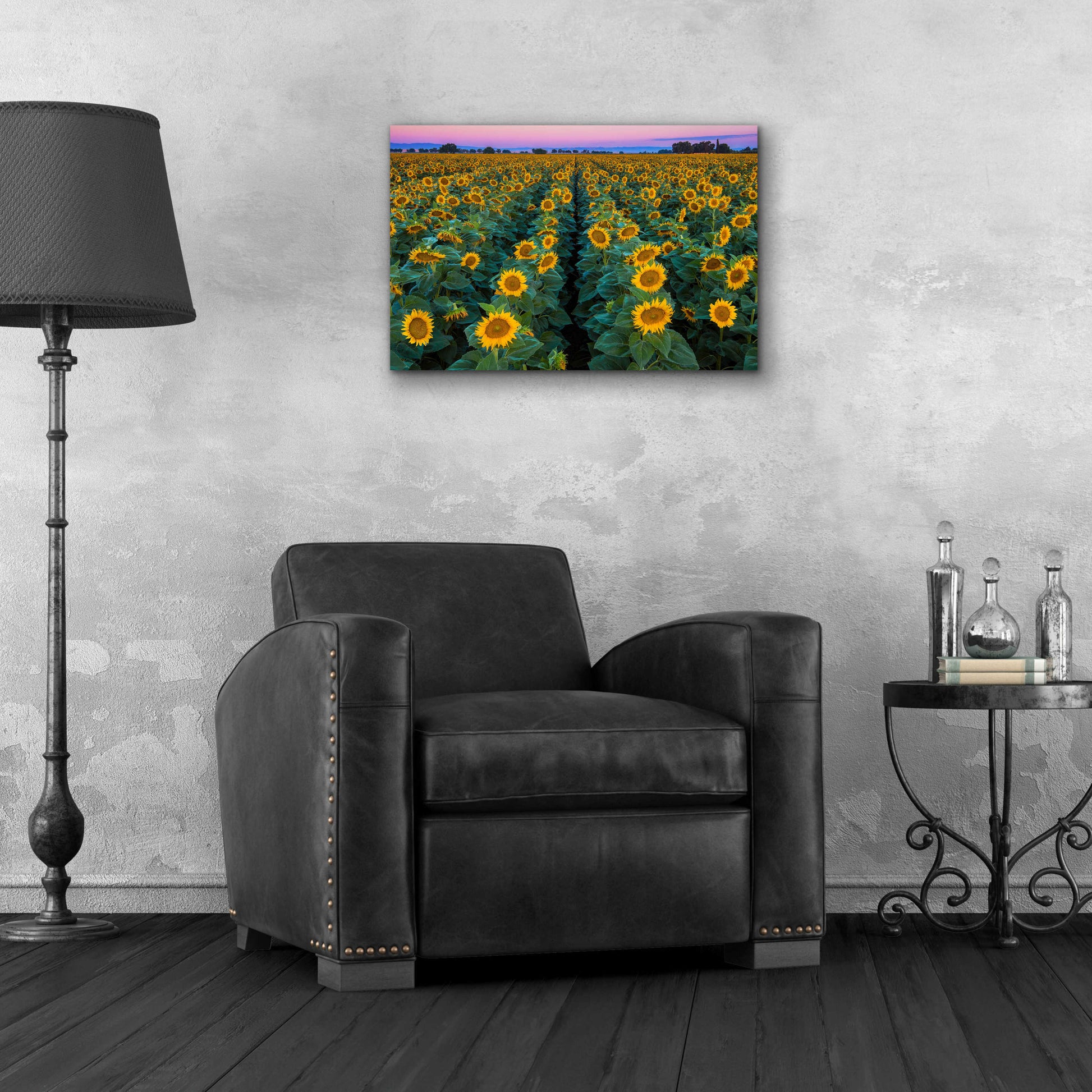 Epic Art 'Dawn Sunflowers' by John Gavrilis, Acrylic Glass Wall Art,24x16