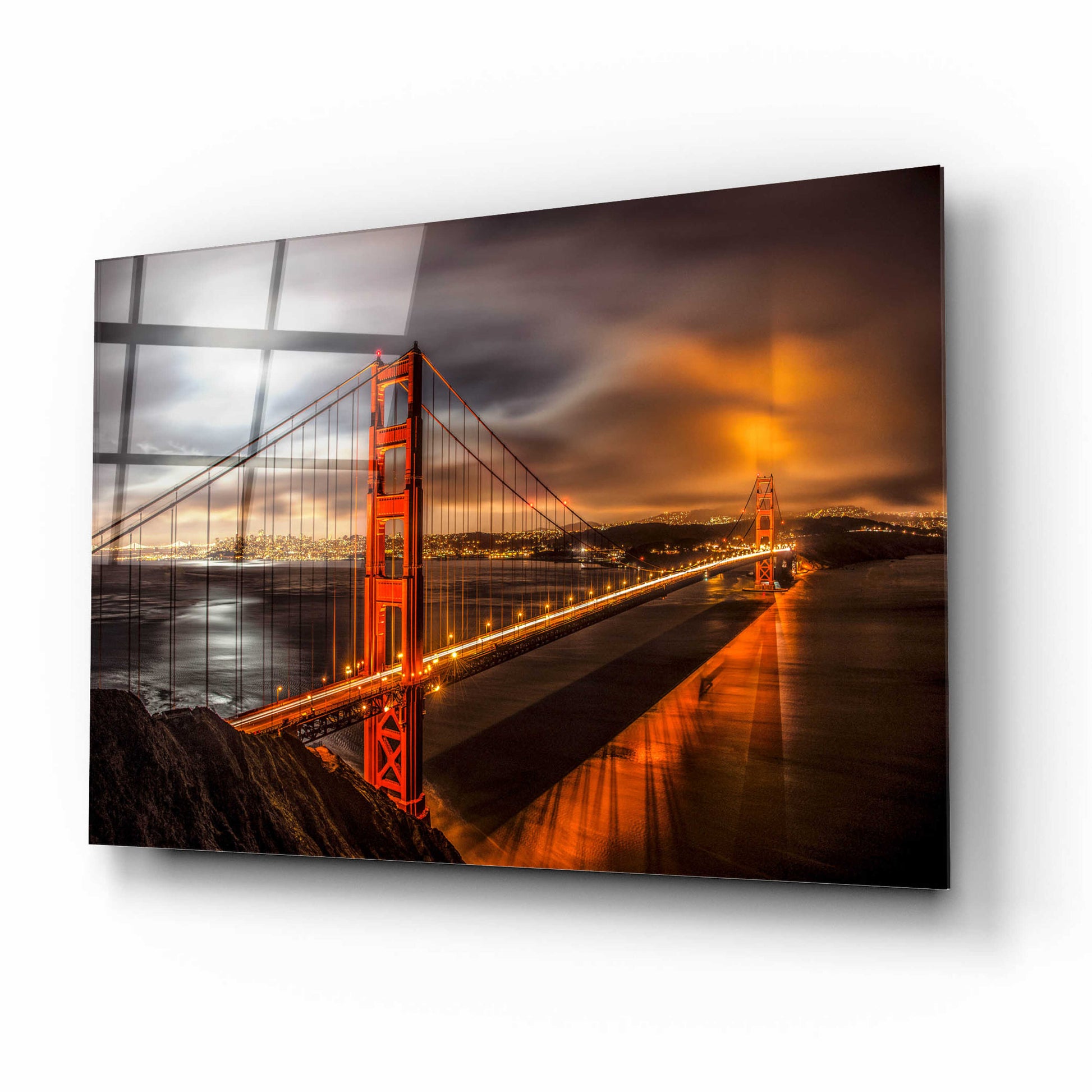 Epic Art 'Golden Gate Evening' by John Gavrilis, Acrylic Glass Wall Art,16x12