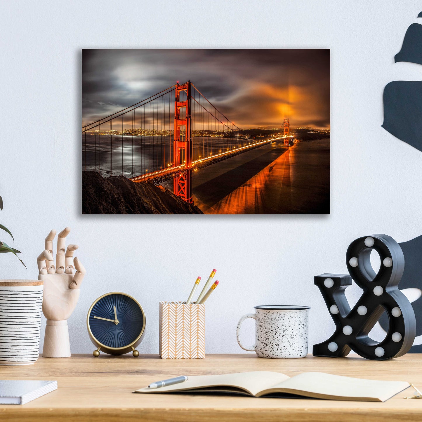 Epic Art 'Golden Gate Evening' by John Gavrilis, Acrylic Glass Wall Art,16x12