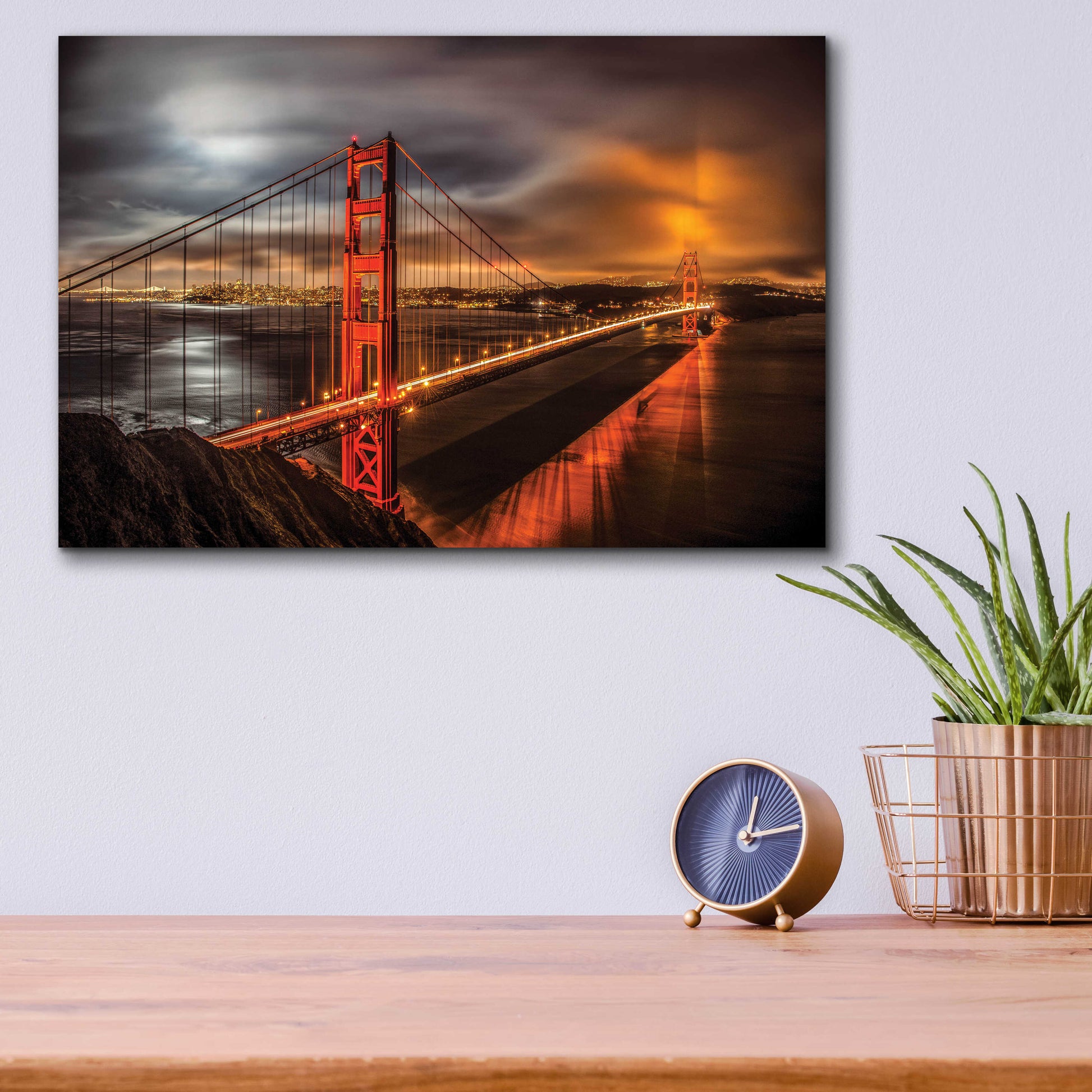 Epic Art 'Golden Gate Evening' by John Gavrilis, Acrylic Glass Wall Art,16x12