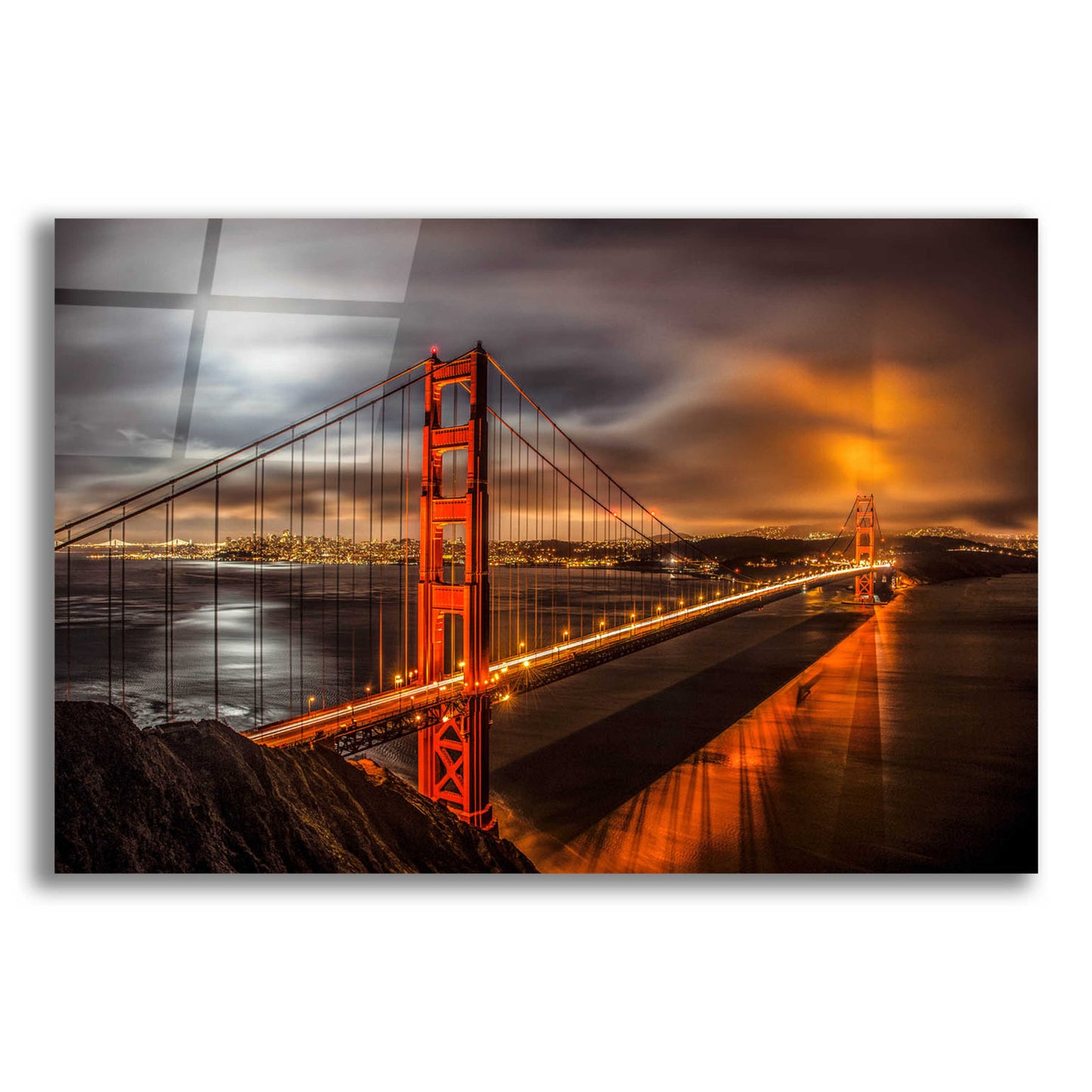 Epic Art 'Golden Gate Evening' by John Gavrilis, Acrylic Glass Wall Art,16x12