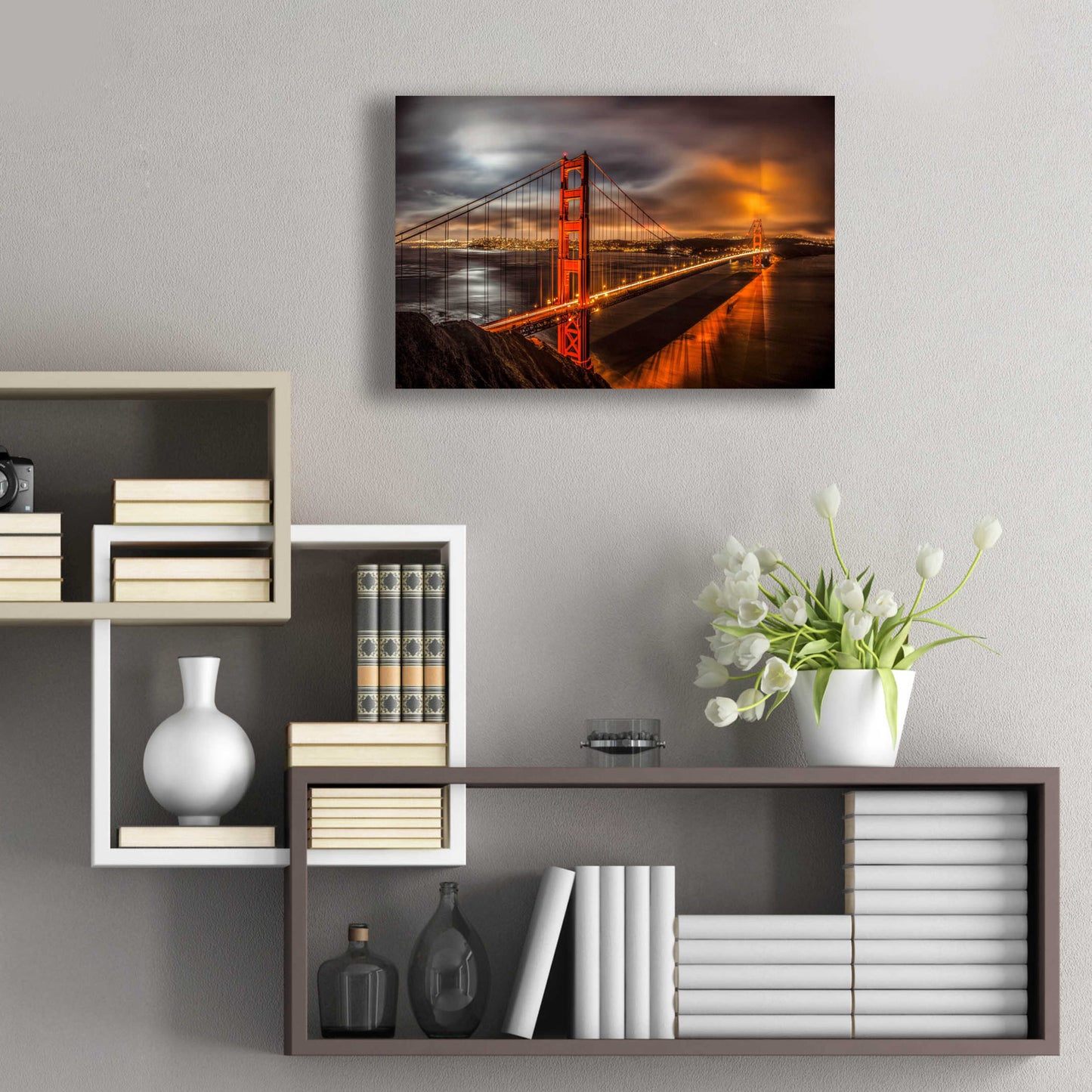 Epic Art 'Golden Gate Evening' by John Gavrilis, Acrylic Glass Wall Art,24x16