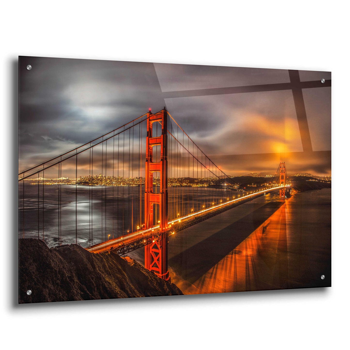 Epic Art 'Golden Gate Evening' by John Gavrilis, Acrylic Glass Wall Art,36x24