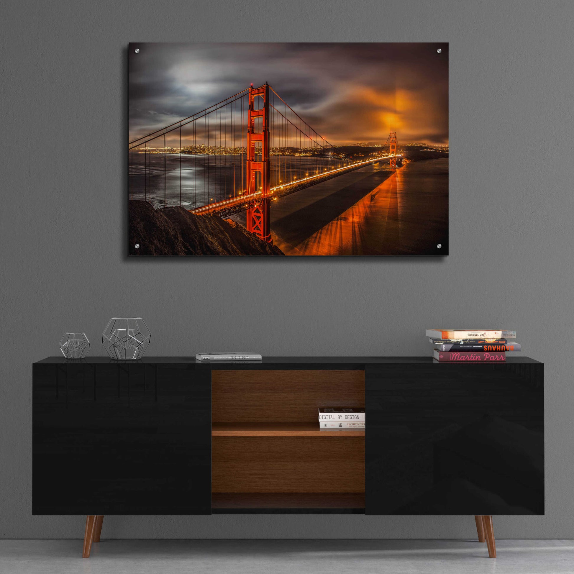 Epic Art 'Golden Gate Evening' by John Gavrilis, Acrylic Glass Wall Art,36x24