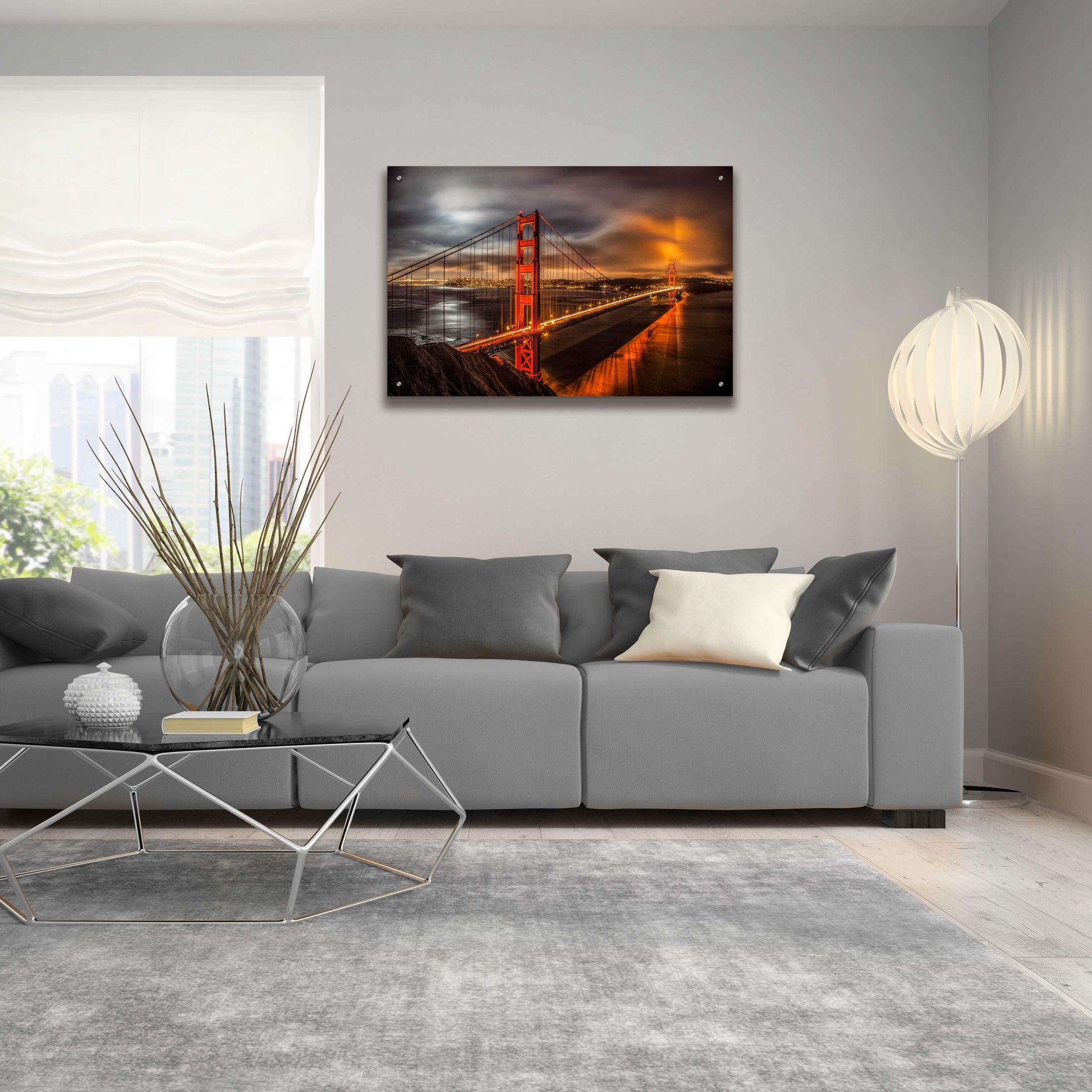 Epic Art 'Golden Gate Evening' by John Gavrilis, Acrylic Glass Wall Art,36x24