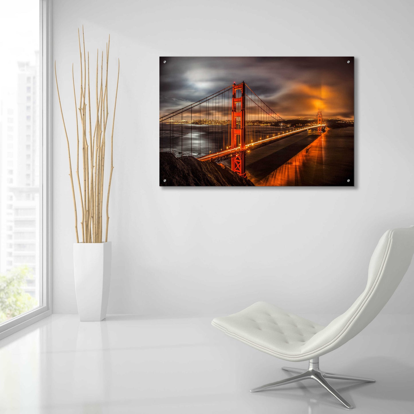 Epic Art 'Golden Gate Evening' by John Gavrilis, Acrylic Glass Wall Art,36x24