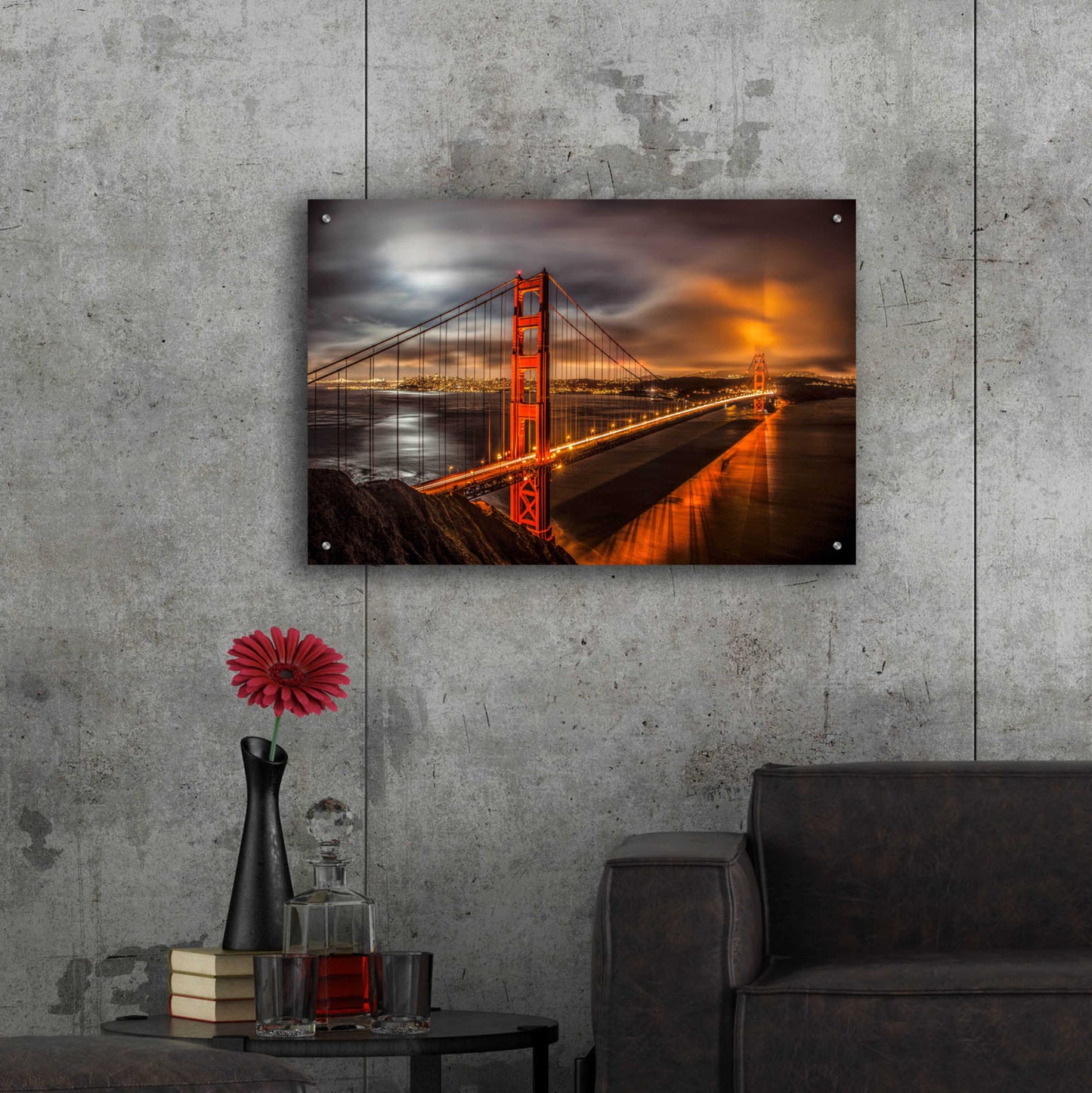 Epic Art 'Golden Gate Evening' by John Gavrilis, Acrylic Glass Wall Art,36x24