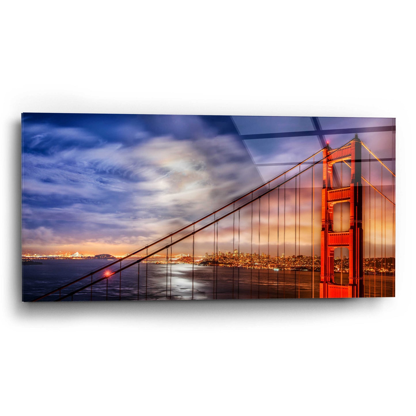 Epic Art 'N. Tower Panorama - GG Bridge' by John Gavrilis, Acrylic Glass Wall Art,24x12