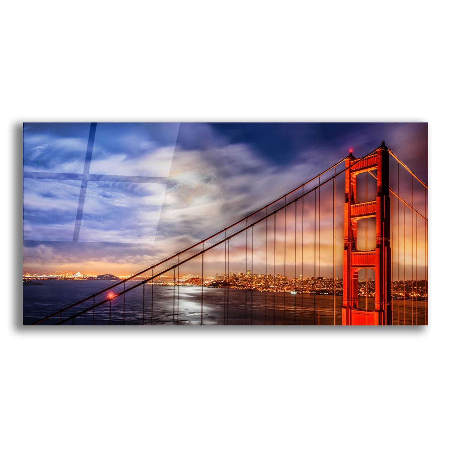 Epic Art 'N. Tower Panorama - GG Bridge' by John Gavrilis, Acrylic Glass Wall Art,24x12