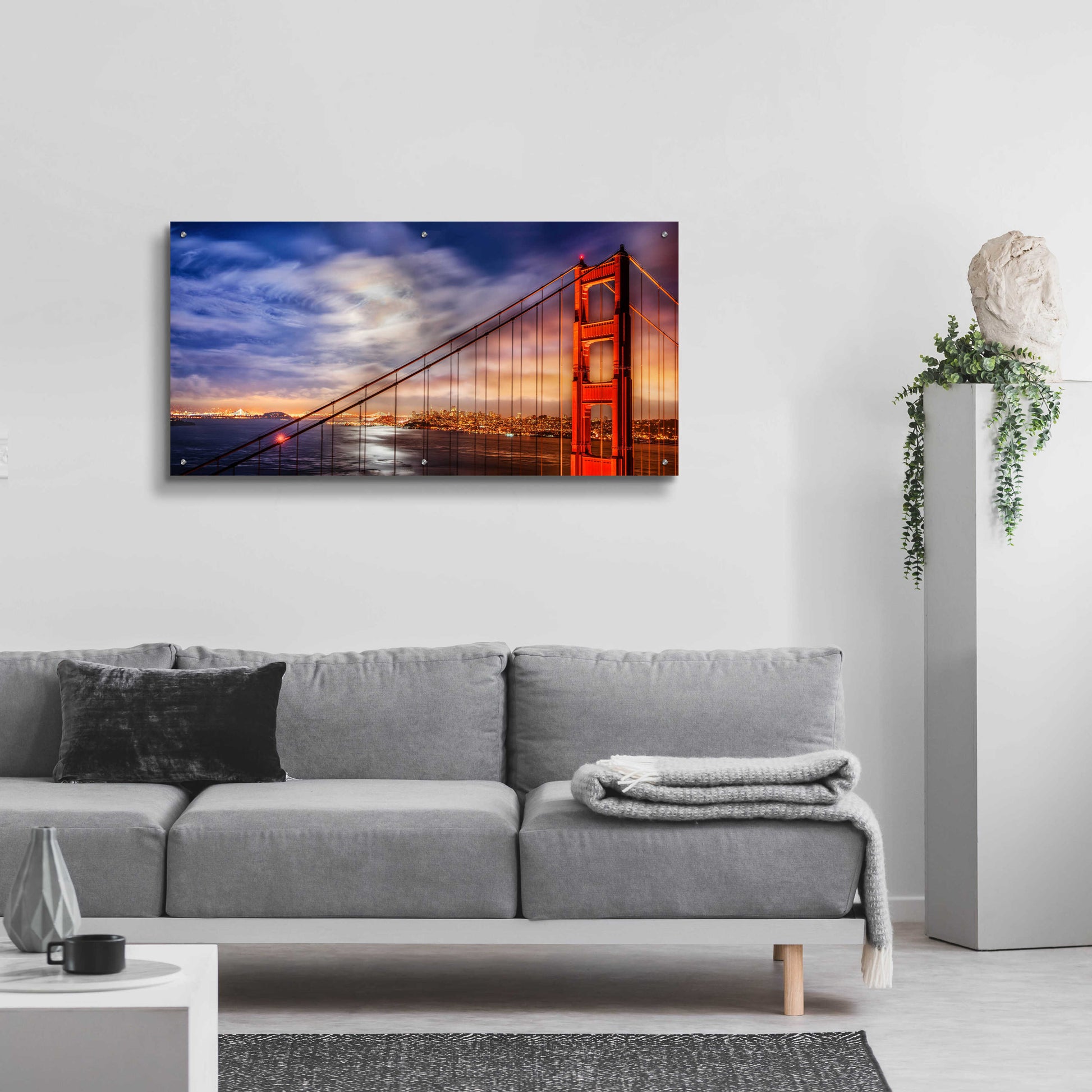 Epic Art 'N. Tower Panorama - GG Bridge' by John Gavrilis, Acrylic Glass Wall Art,48x24