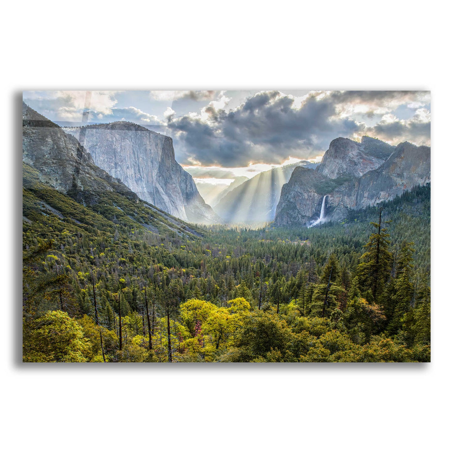 Epic Art 'Tunnel View Sun Rays' by John Gavrilis, Acrylic Glass Wall Art,16x12