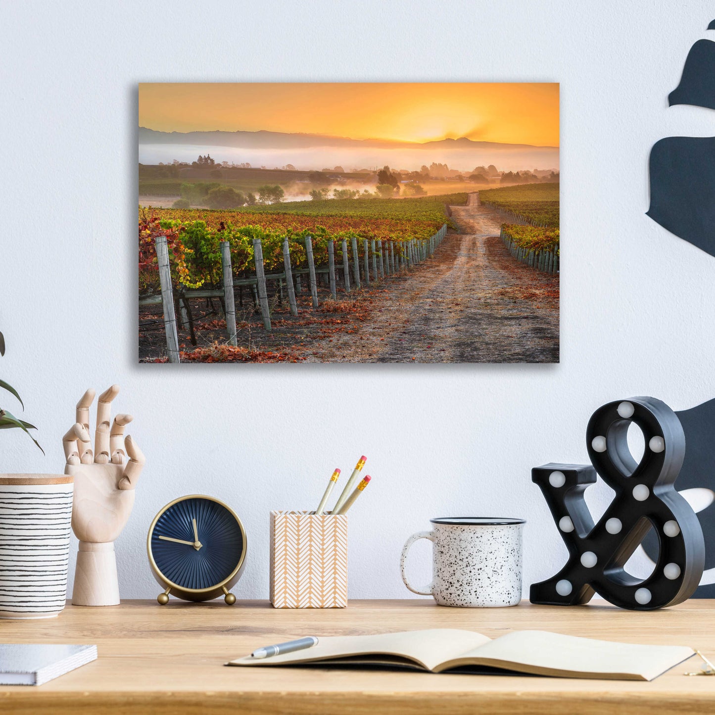 Epic Art 'Vineyard Sunrise' by John Gavrilis, Acrylic Glass Wall Art,16x12