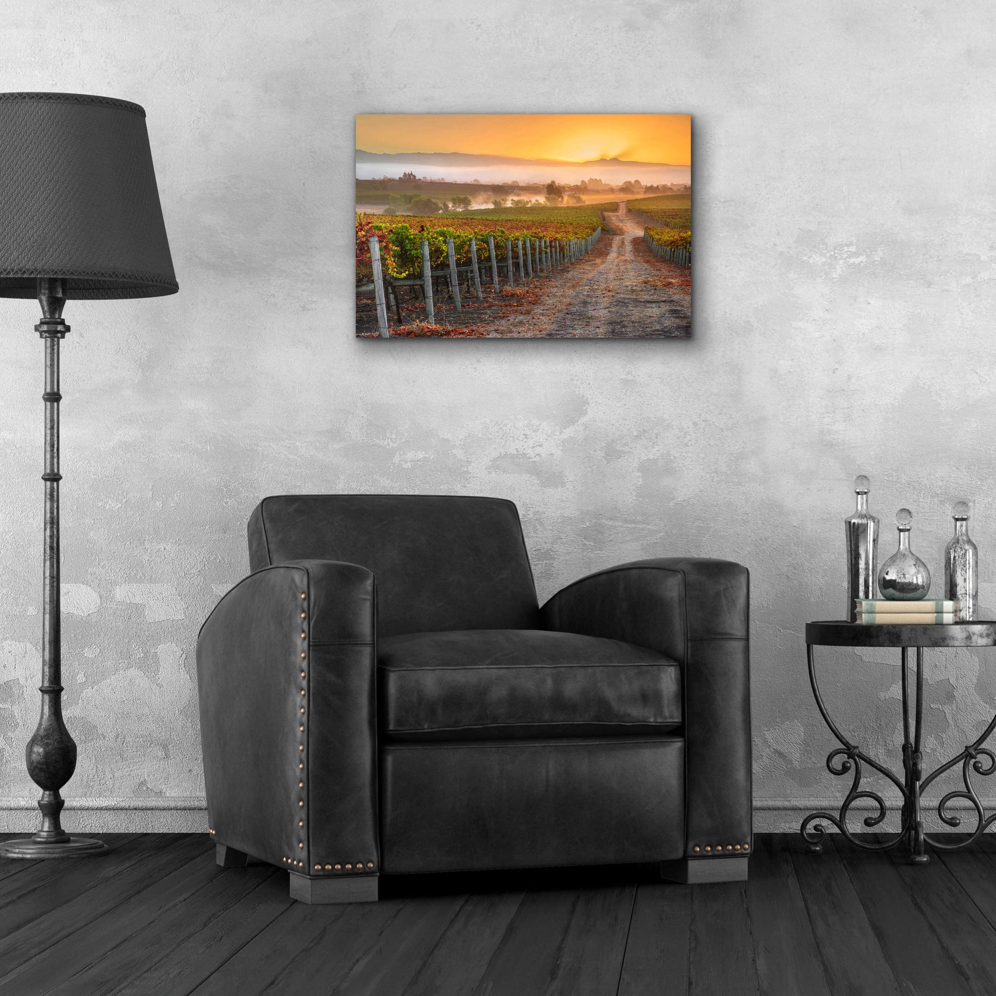 Epic Art 'Vineyard Sunrise' by John Gavrilis, Acrylic Glass Wall Art,24x16