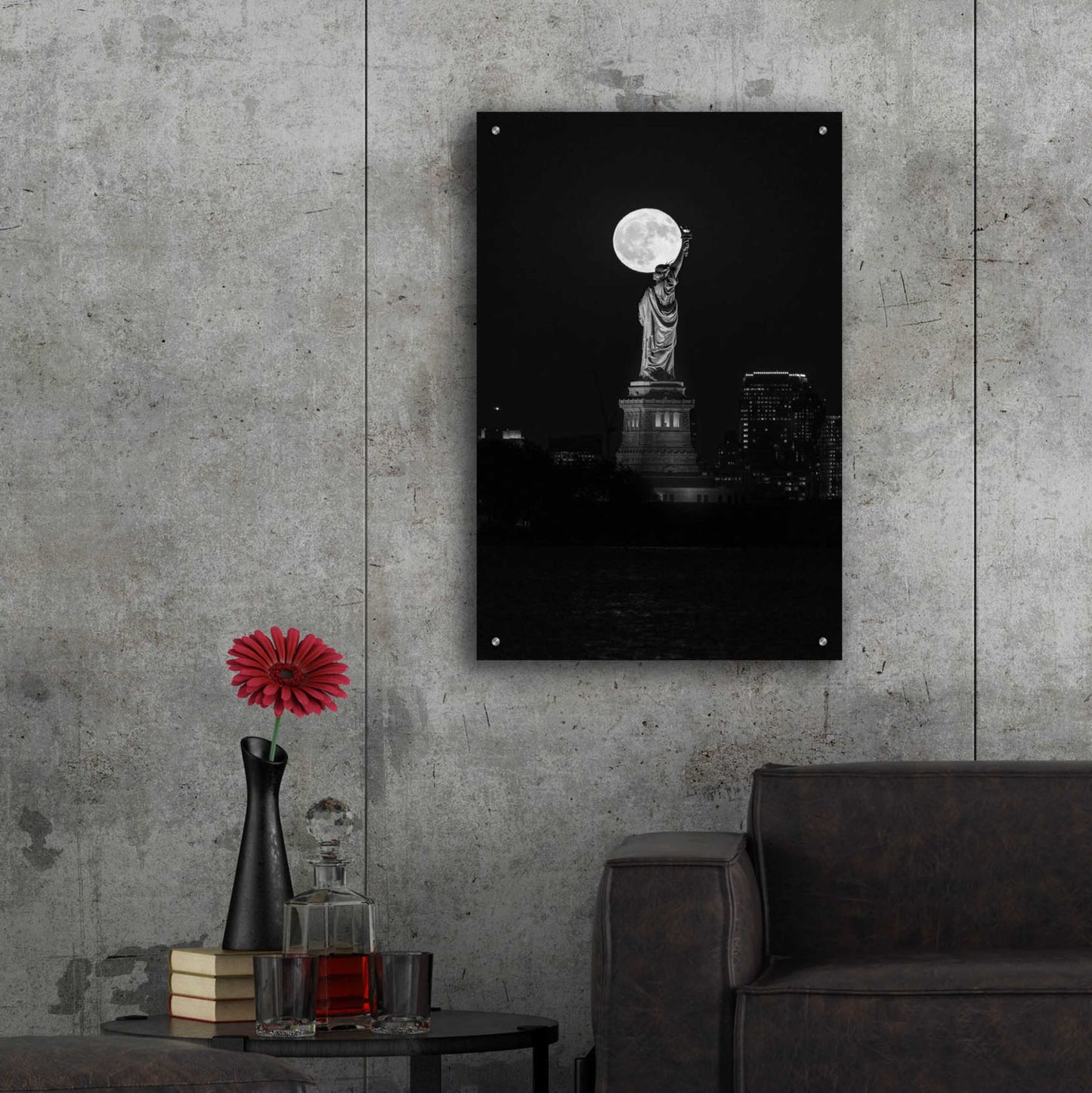 Epic Art 'Full Moon New York' by Bruce Getty, Acrylic Glass Wall Art,24x36