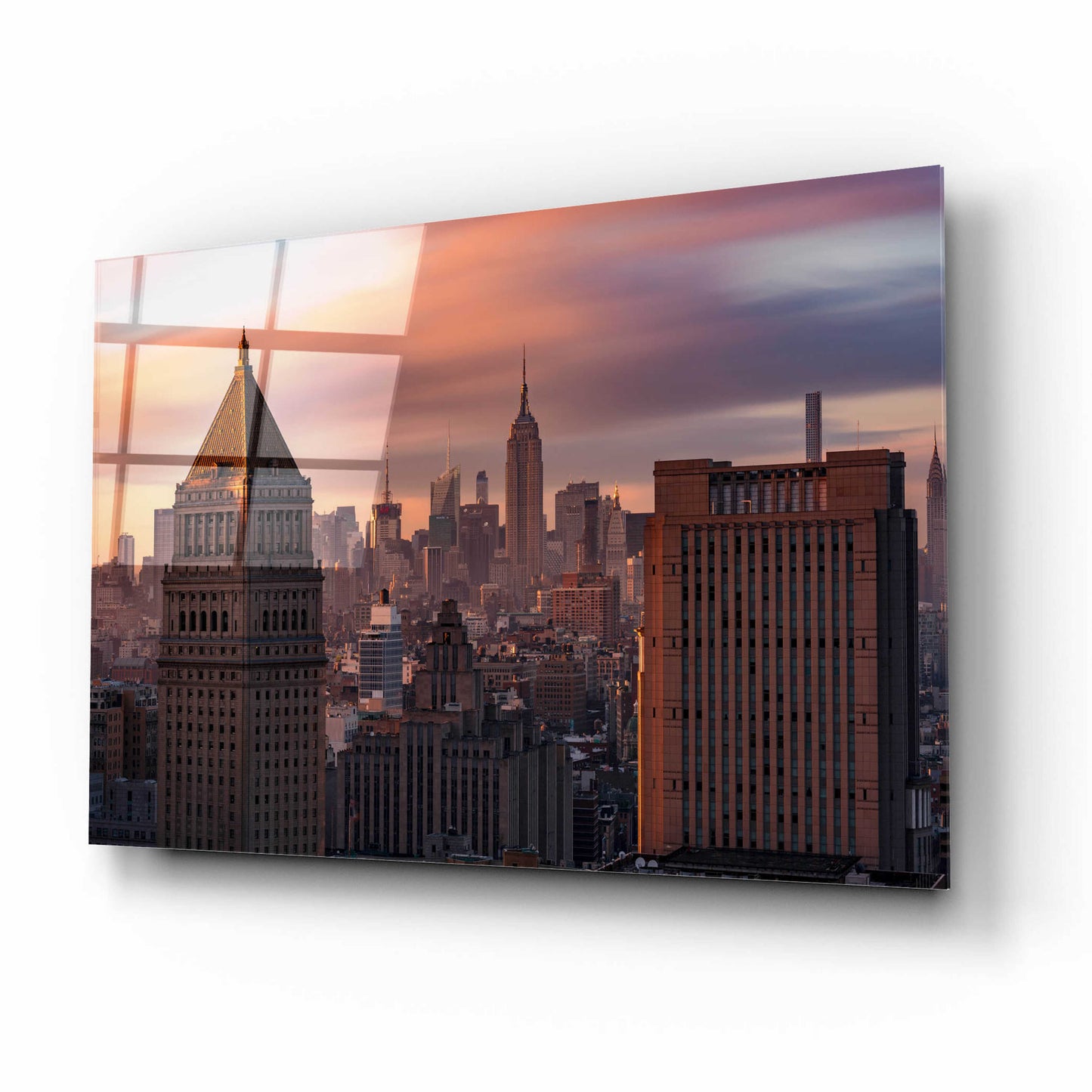 Epic Art 'Golden Light New York Low Clouds' by Bruce Getty, Acrylic Glass Wall Art,16x12