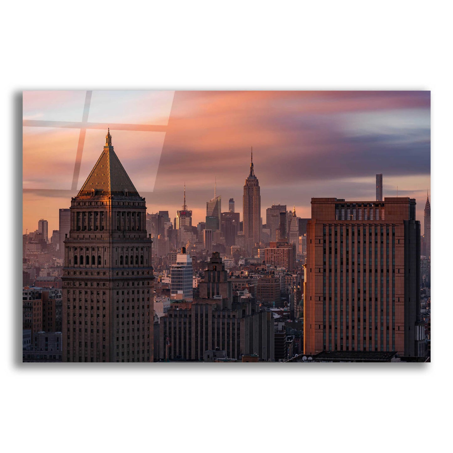 Epic Art 'Golden Light New York Low Clouds' by Bruce Getty, Acrylic Glass Wall Art,16x12