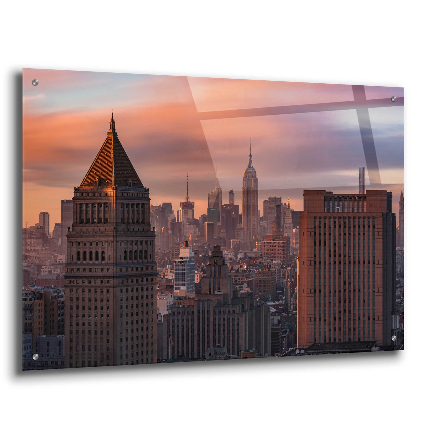 Epic Art 'Golden Light New York Low Clouds' by Bruce Getty, Acrylic Glass Wall Art,36x24