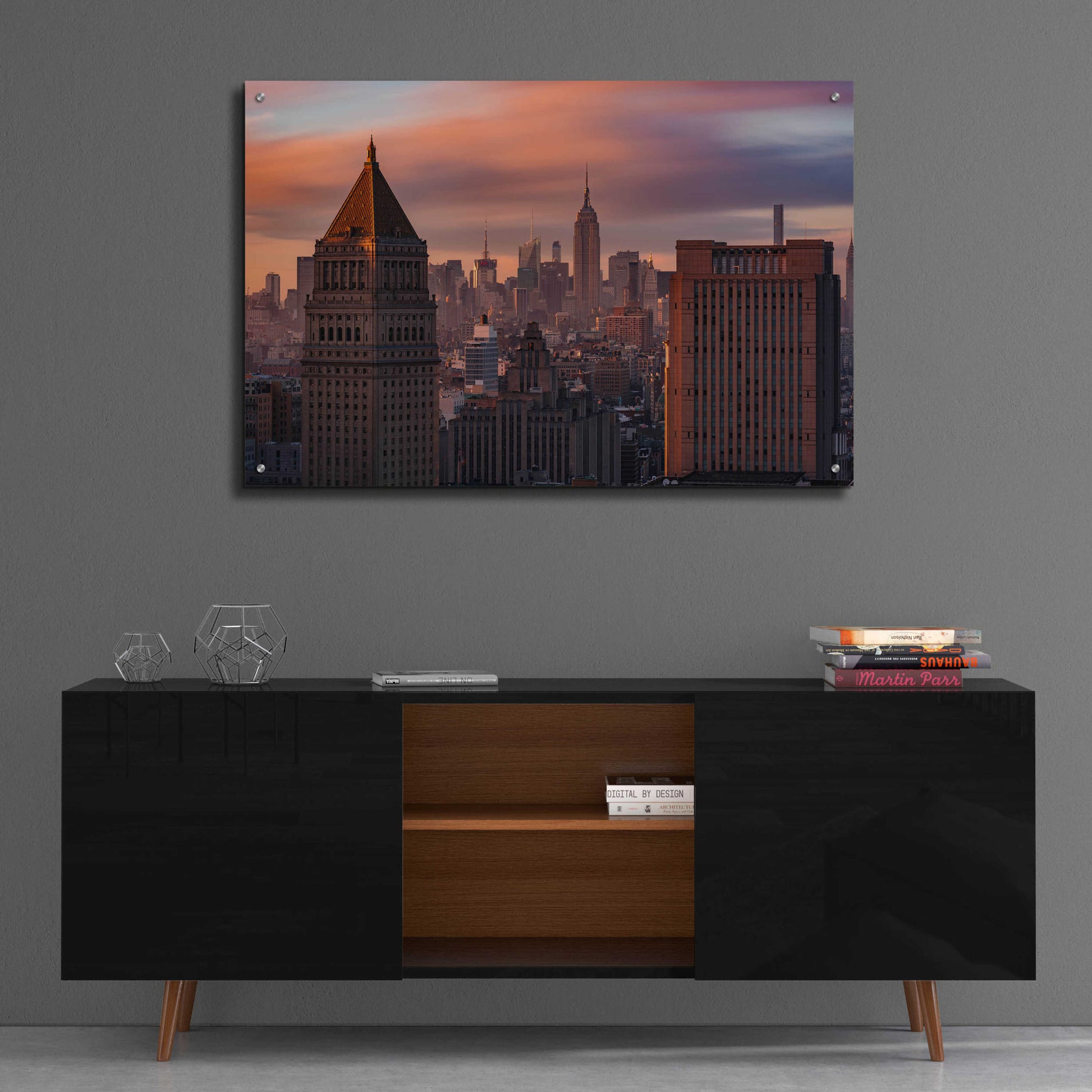 Epic Art 'Golden Light New York Low Clouds' by Bruce Getty, Acrylic Glass Wall Art,36x24