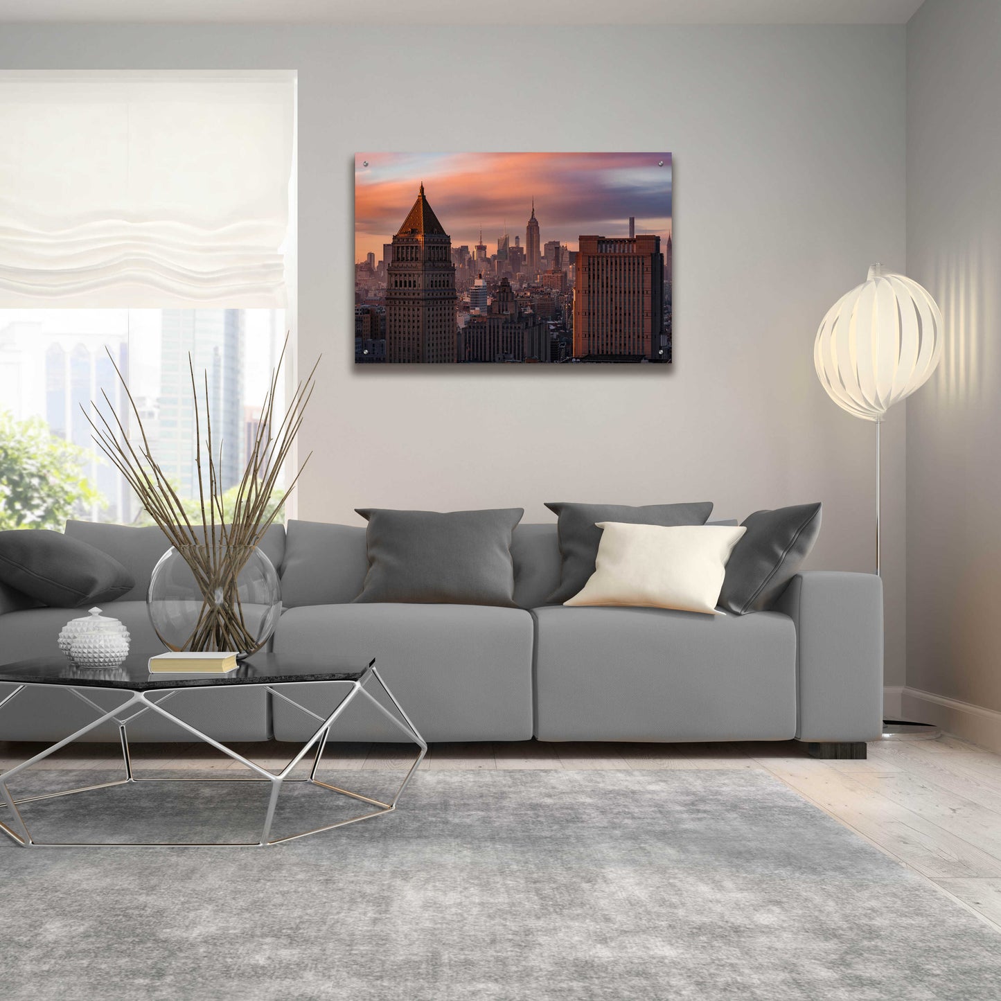 Epic Art 'Golden Light New York Low Clouds' by Bruce Getty, Acrylic Glass Wall Art,36x24