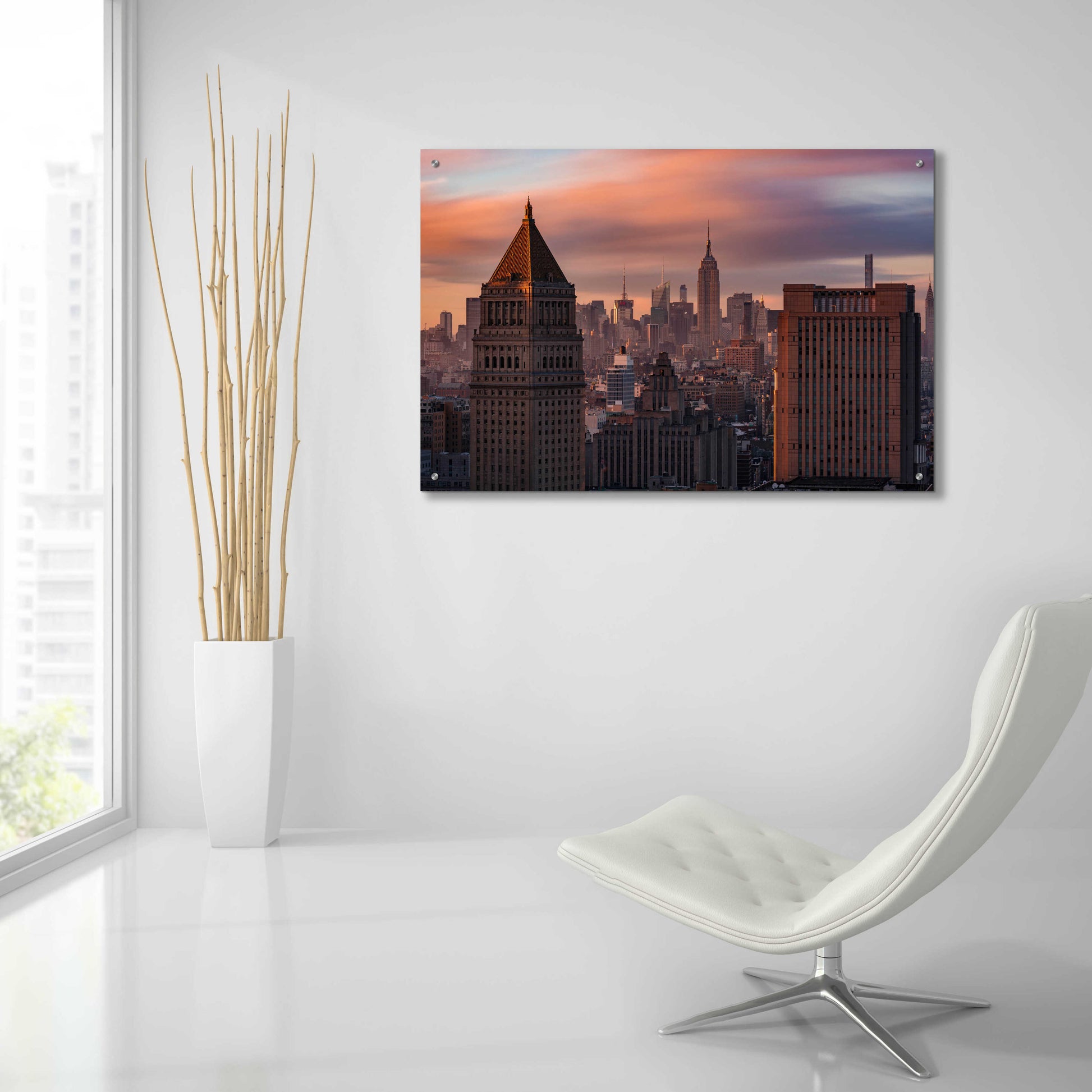 Epic Art 'Golden Light New York Low Clouds' by Bruce Getty, Acrylic Glass Wall Art,36x24