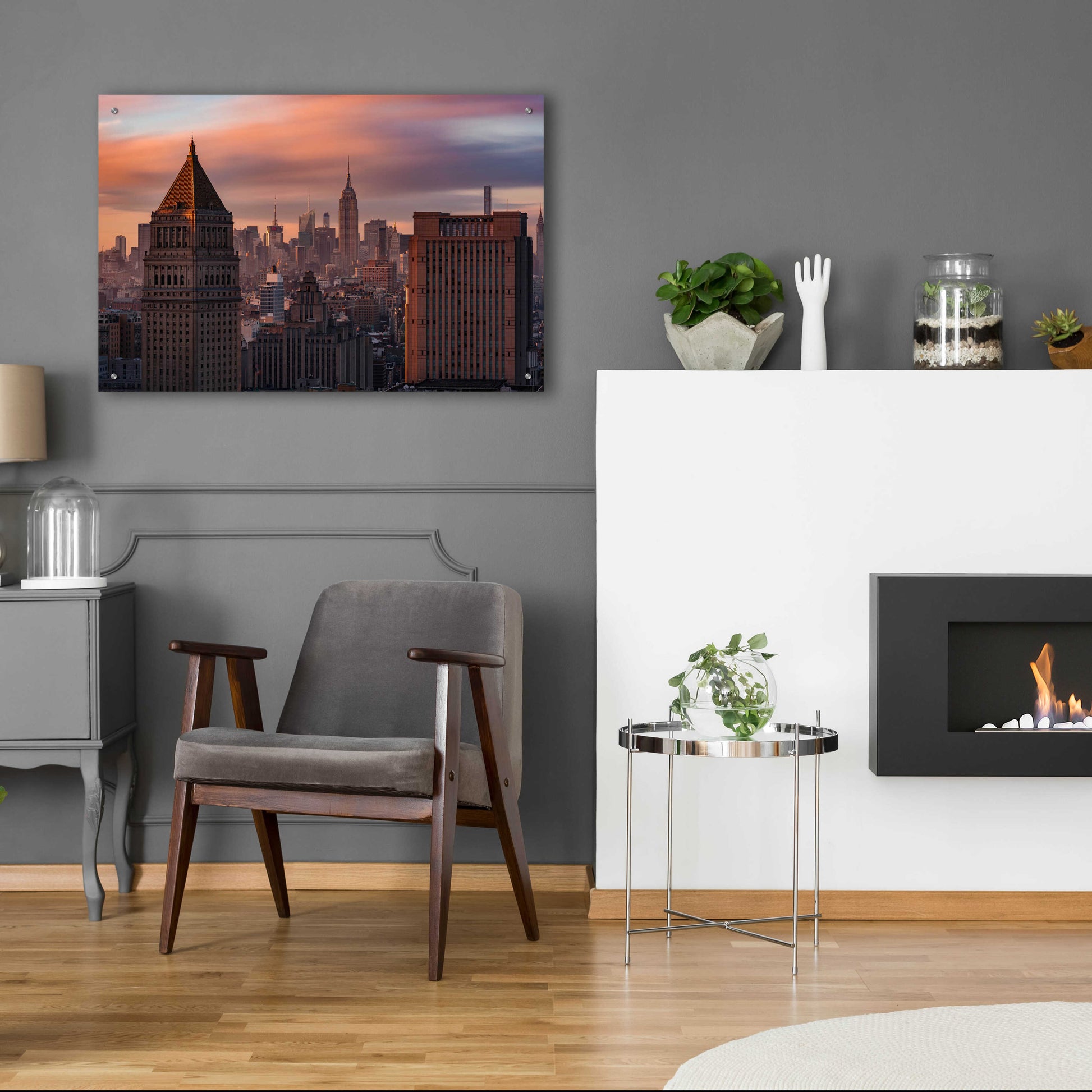 Epic Art 'Golden Light New York Low Clouds' by Bruce Getty, Acrylic Glass Wall Art,36x24