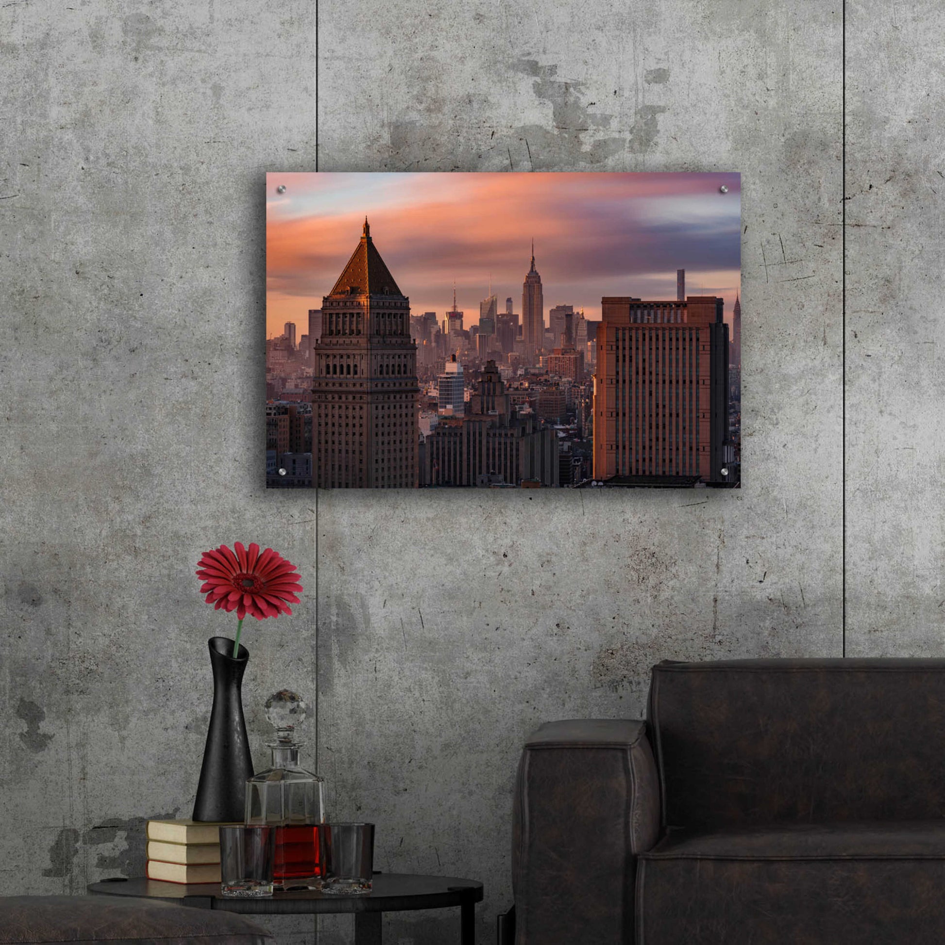 Epic Art 'Golden Light New York Low Clouds' by Bruce Getty, Acrylic Glass Wall Art,36x24