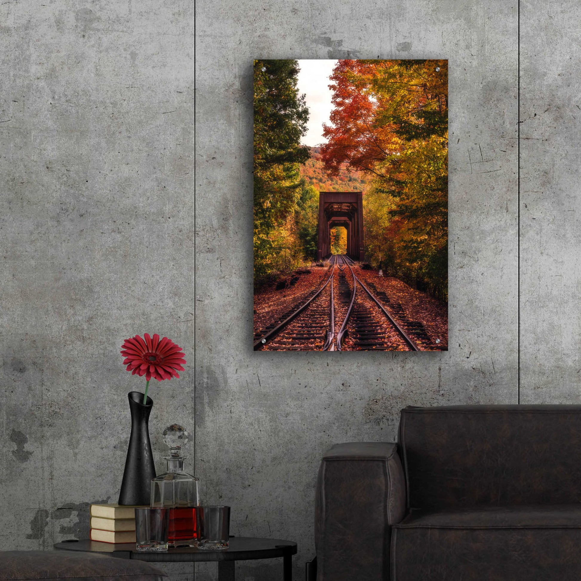 Epic Art 'New England Train Trestle Bridge' by Bruce Getty, Acrylic Glass Wall Art,24x36