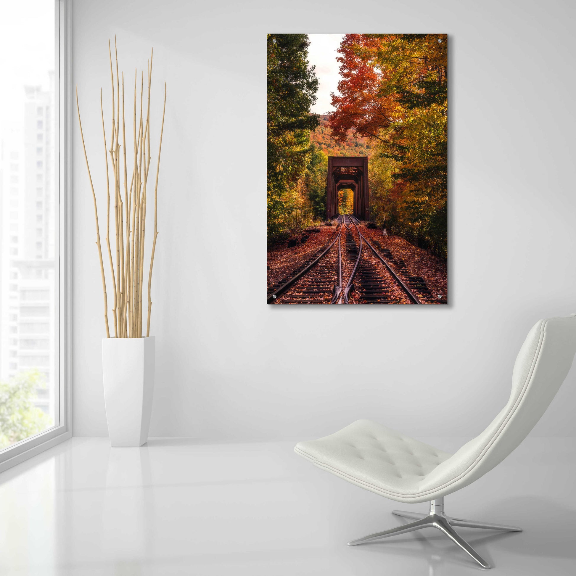 Epic Art 'New England Train Trestle Bridge' by Bruce Getty, Acrylic Glass Wall Art,24x36