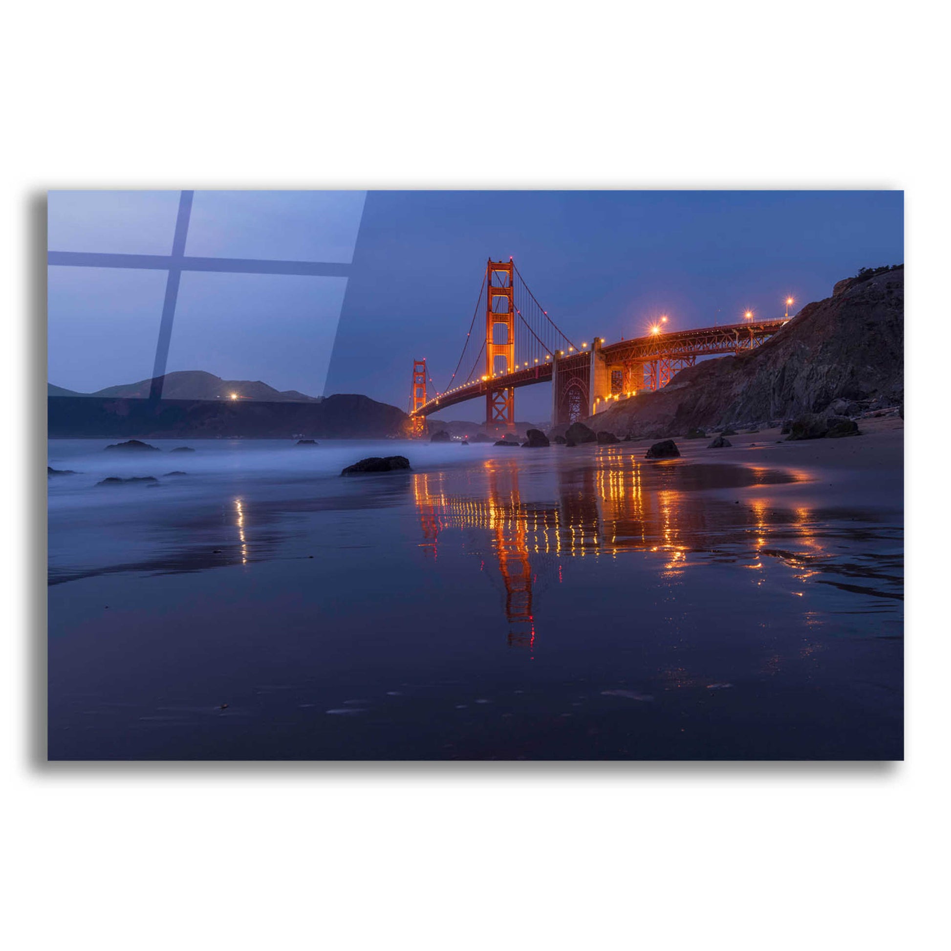 Epic Art 'Reflection Marshall Beach' by Bruce Getty, Acrylic Glass Wall Art,16x12