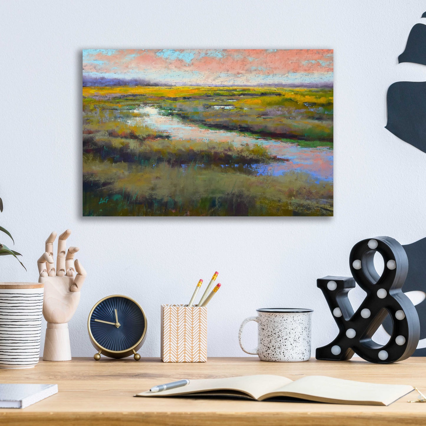 Epic Art 'A Glimmer on the Marsh' by Alejandra Goss, Acrylic Glass Wall Art,16x12