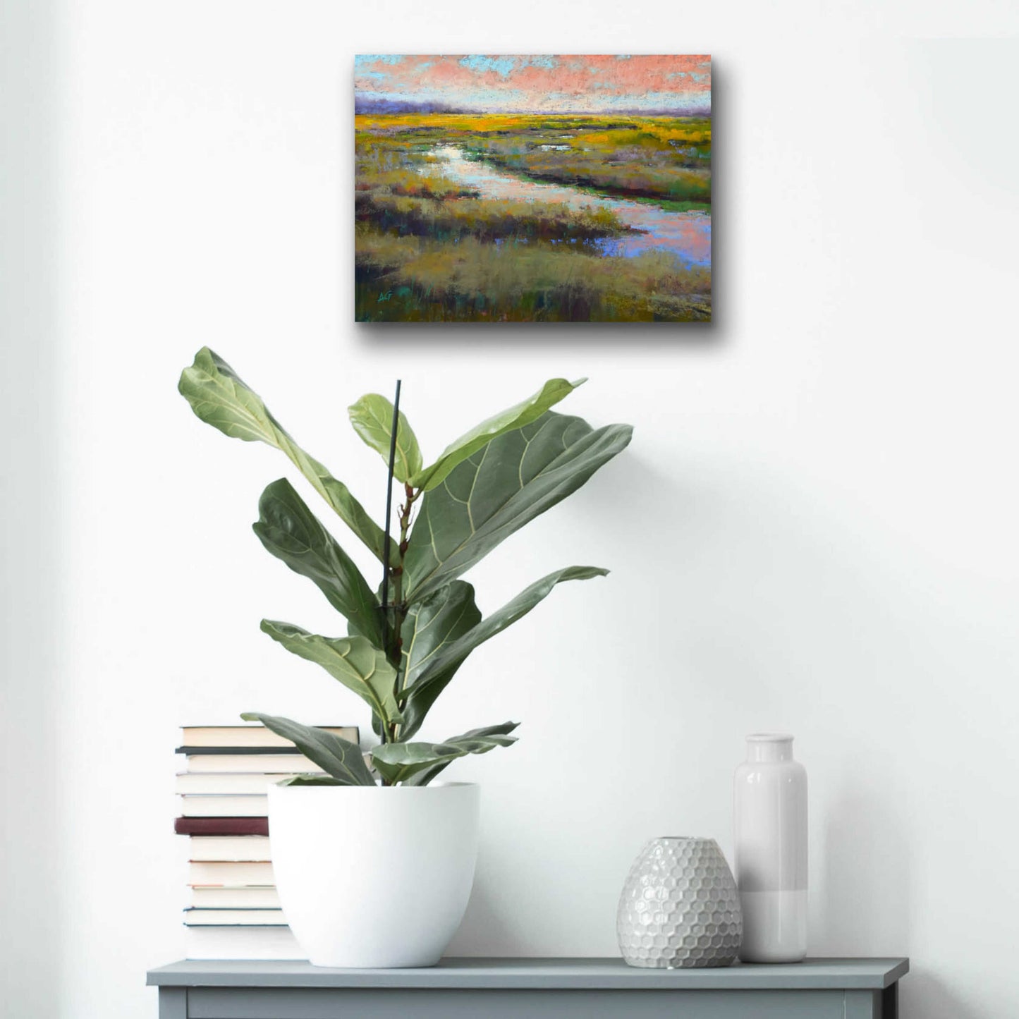 Epic Art 'A Glimmer on the Marsh' by Alejandra Goss, Acrylic Glass Wall Art,16x12